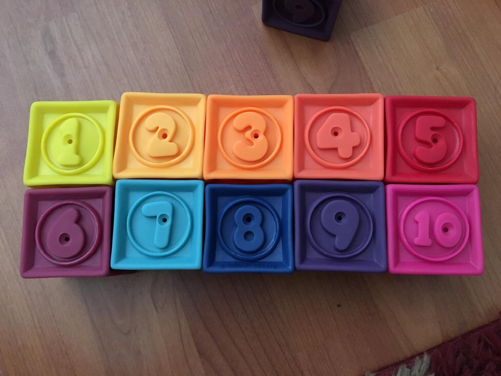 B. toys, One Two Squeeze Soft Building Blocks, 10 Pack, Blocks - 1, Baby customer photo 1