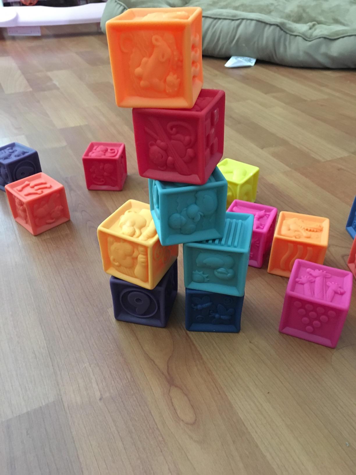 B. toys, One Two Squeeze Soft Building Blocks, 10 Pack, Blocks - 1, Baby customer photo 2