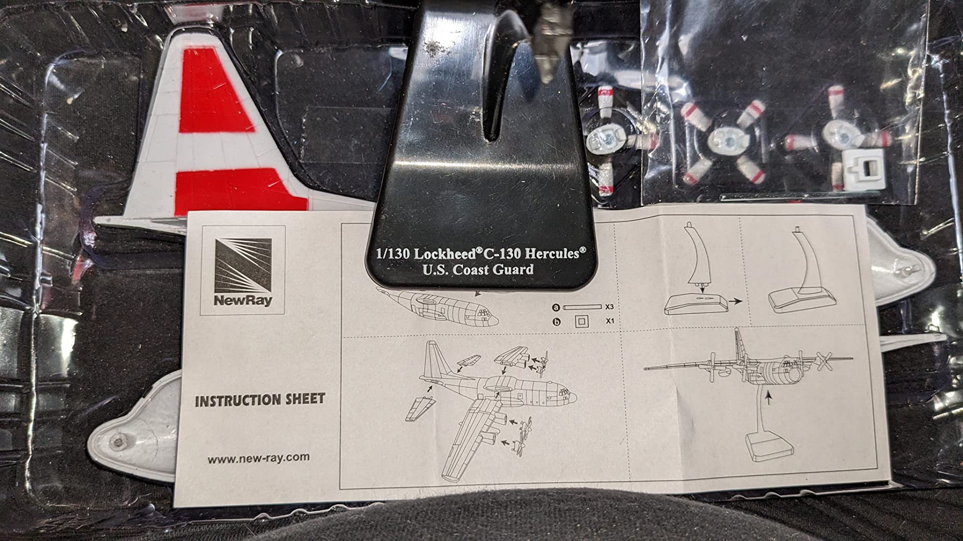 Model Kit Lockheed C-130 Hercules Transport Aircraft White and Red United States Coast Guard Snap Together Plastic Model Kit by New Ray customer photo 1