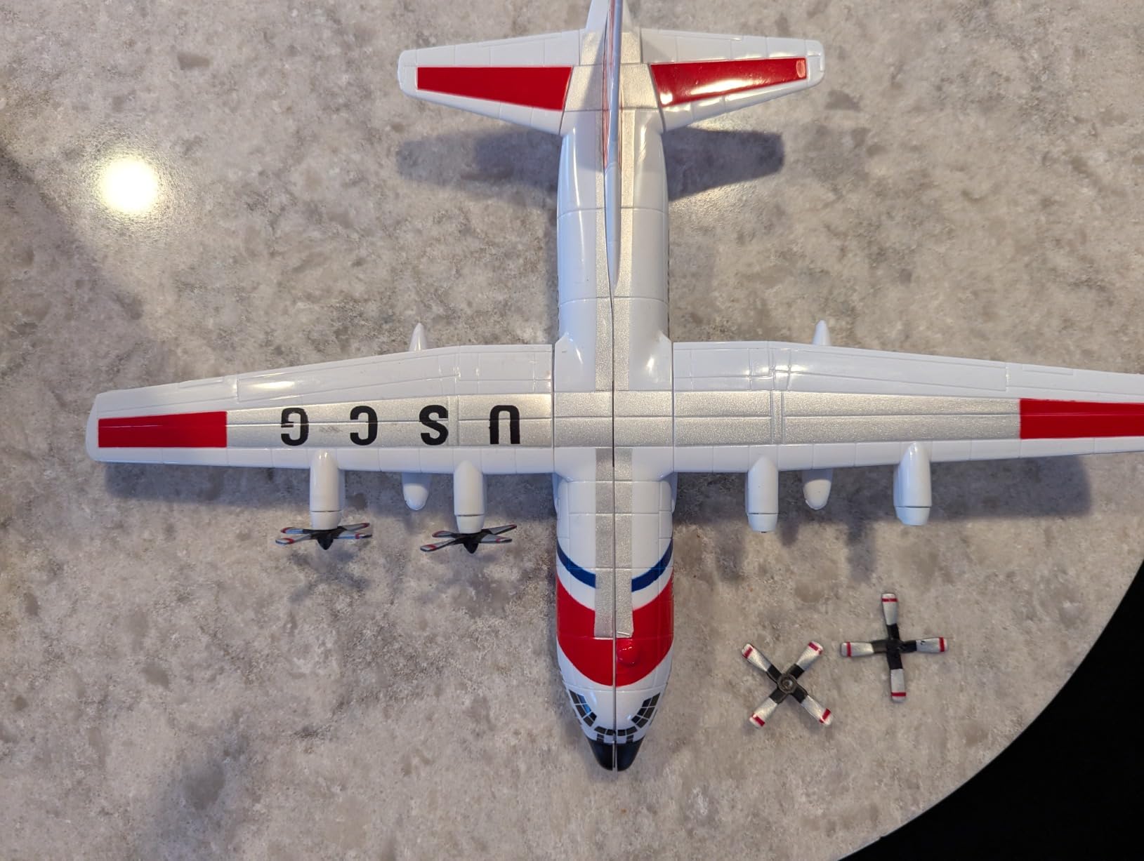 Model Kit Lockheed C-130 Hercules Transport Aircraft White and Red United States Coast Guard Snap Together Plastic Model Kit by New Ray customer photo 2
