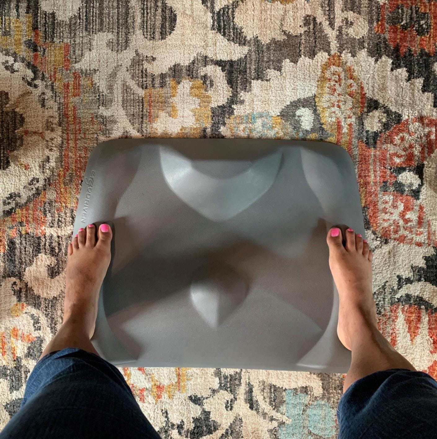 Standing Desk Mat - Topo Mini by Ergodriven | The Smaller Not-Flat Anti-Fatigue Standing Desk Mat with Calculated Terrain | Ultra-Thick Premium Comfort Foam, Durable, No PFAs or PVC | Obsidian Black customer photo 1