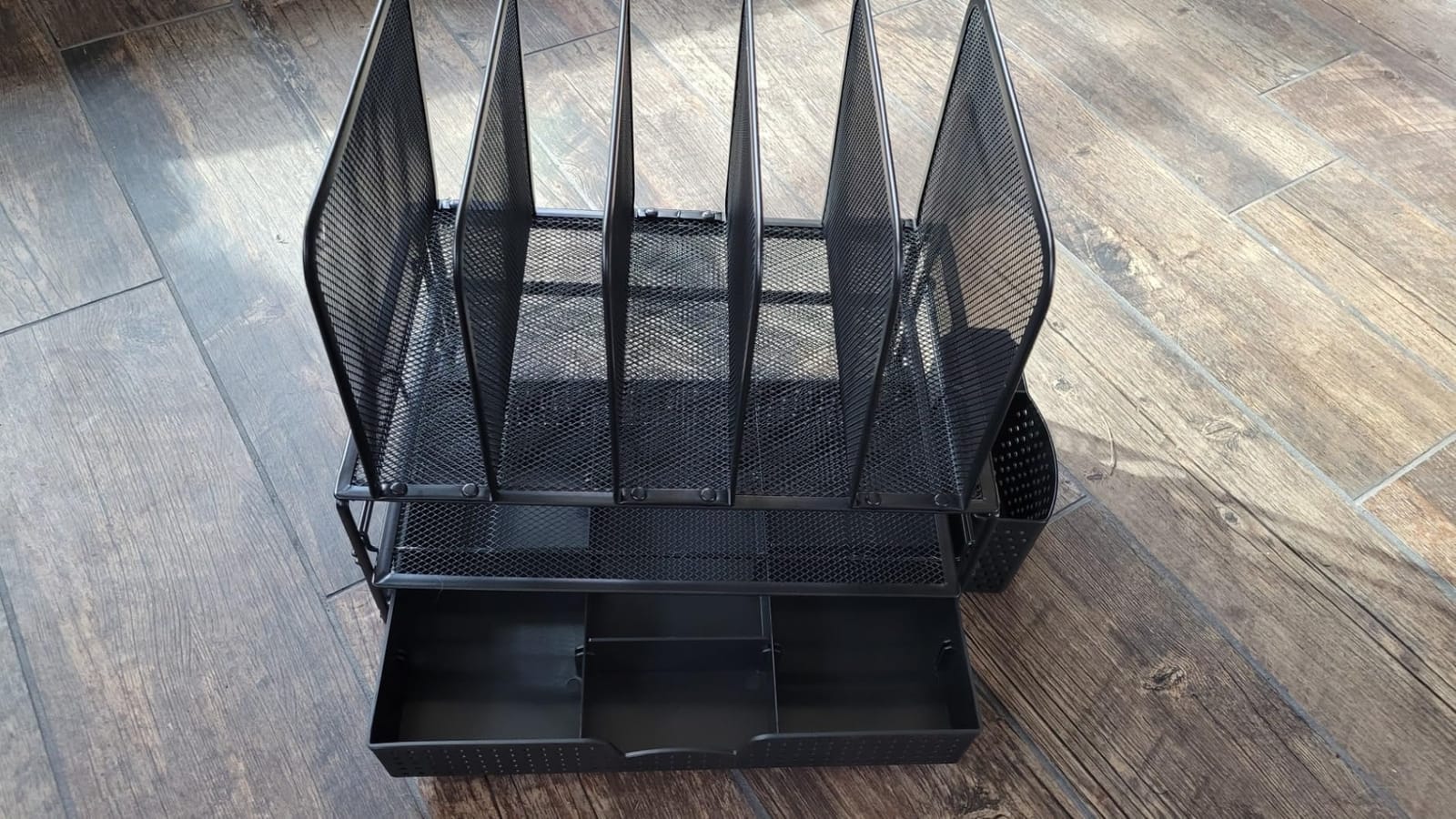 Simple Houseware Desk File Organizer for Office Supplies w/Drawer, Black | Double Tray, Pencil Holder, and 5 Upright Sections with Sliding Drawer customer photo 1