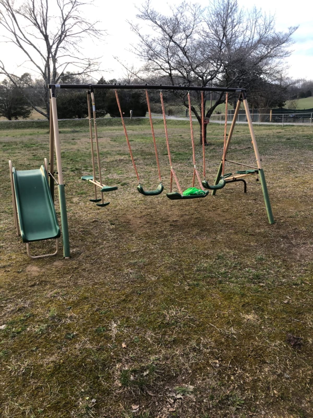 XDP Recreation Crestview Metal Swing Set with 2 Swings & Slide, Green/Tan customer photo 2