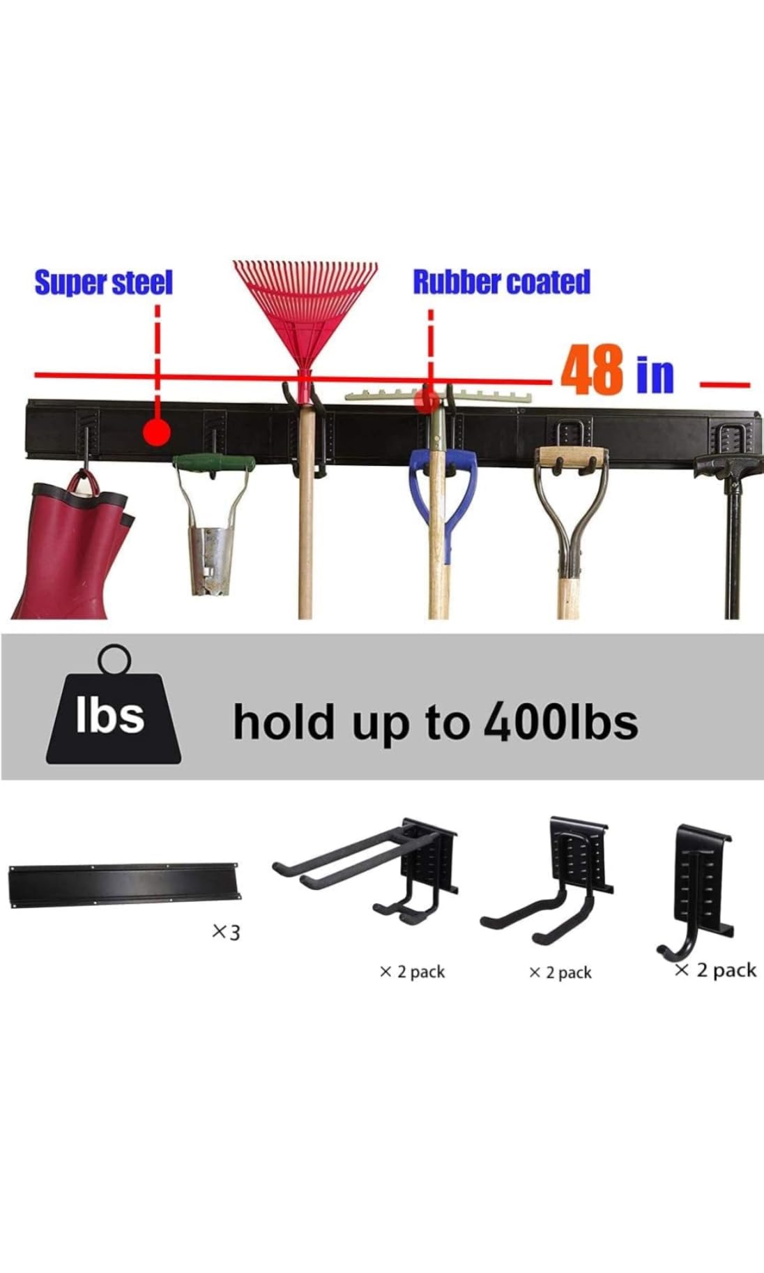 Ultrawall Garden Tool Organizer, 48 Inch Garage Tool Organizer Wall Mount customer photo 1