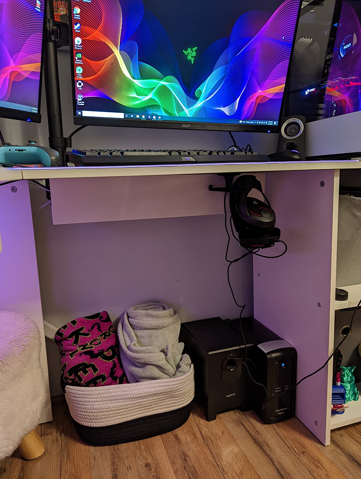 Monoprice Under Desk Cable Tray - Steel with Power Supply and Wire Management - Workstream Collection White customer photo 1