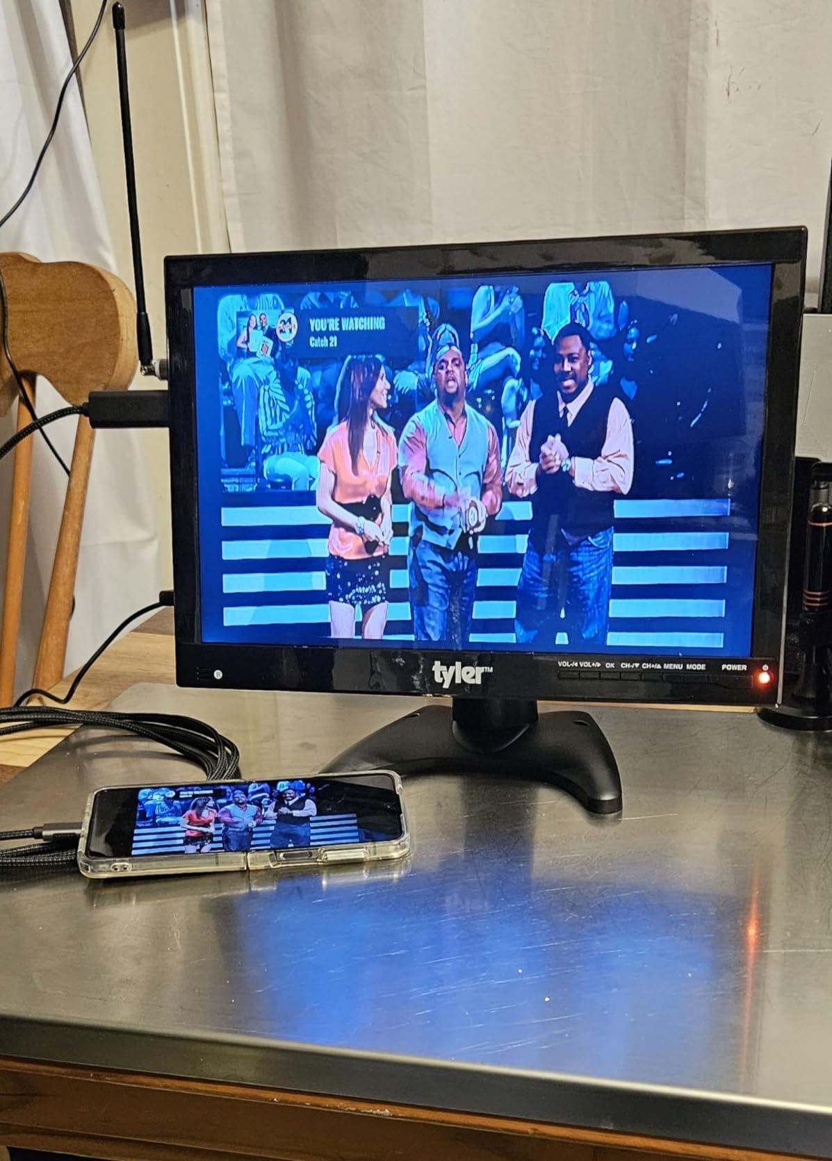 Tyler 14” Portable TV LCD Monitor 1080P Rechargeable Lithium Battery Operated, 2 Antenna, HDMI, USB, RCA, FM Radio, Digital Tuner, AV Inputs, AC/DC, TV Stand and Remote Control for Car Travel customer photo 2