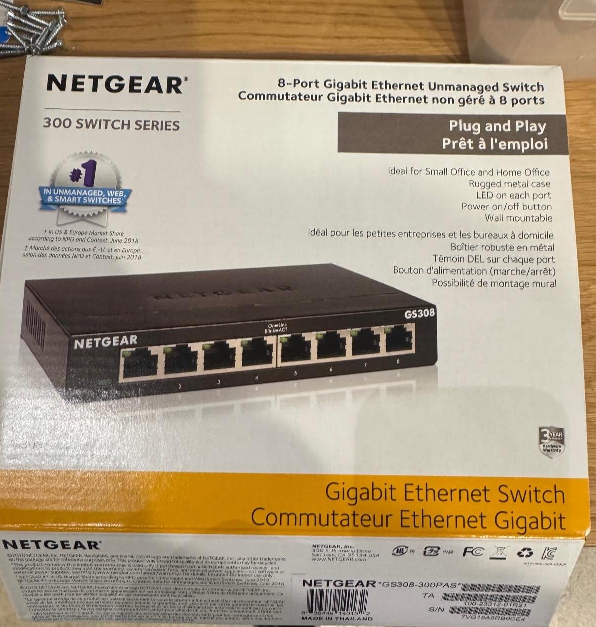 NETGEAR 5-Port Gigabit Ethernet Unmanaged Network Switch (GS305) | Essentials Model, Home Network Hub, Office Ethernet Splitter, Plug-and-Play, Silent Operation, Desktop or Wall Mount customer photo 1