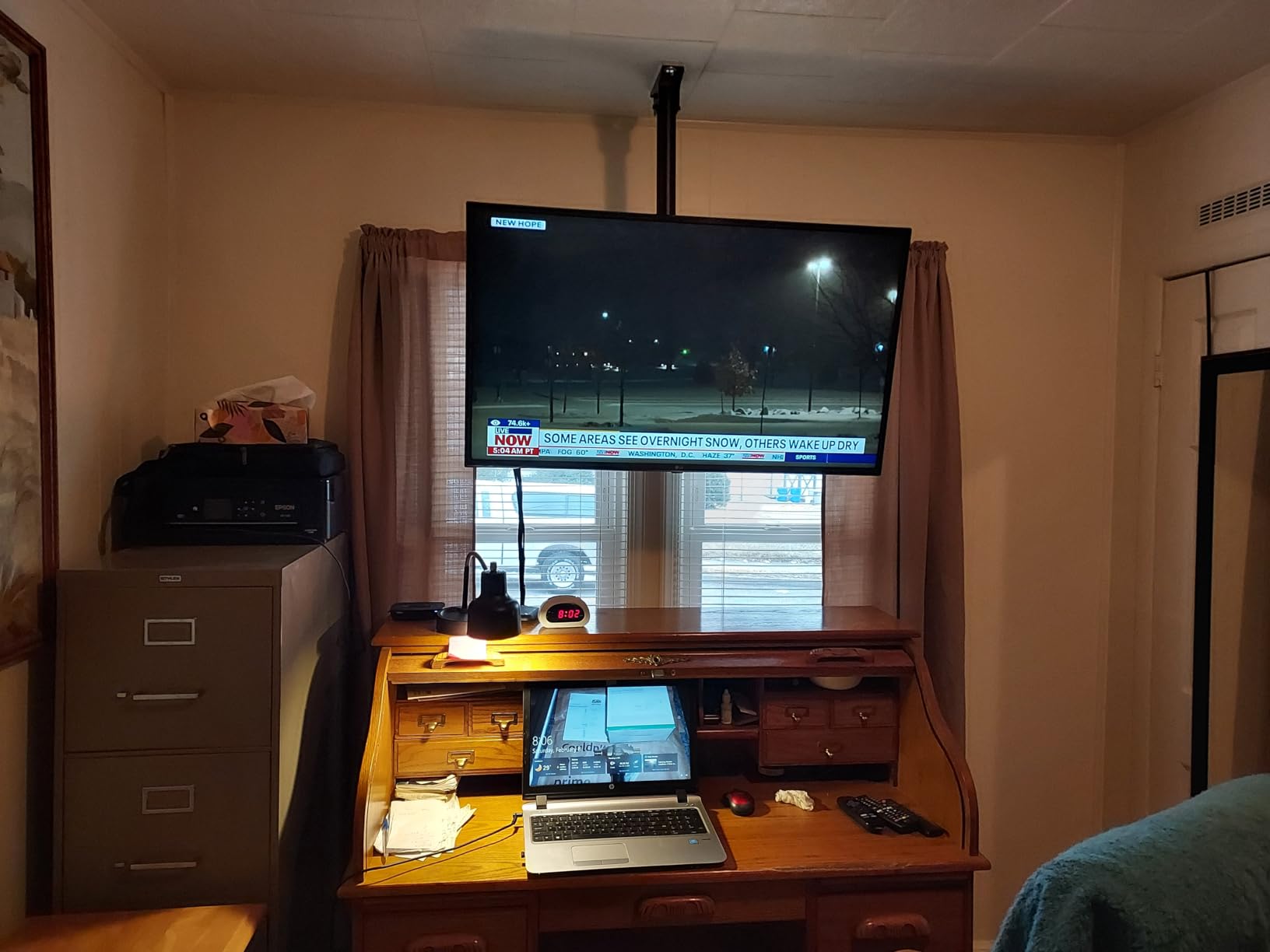 PERLESMITH Ceiling TV Mount for 26-65 inch Flat Screen Displays, Max VESA 400x400mm, Hanging Adjustable Ceiling TV Bracket Fits Most LCD LED OLED 4K TVs, Pole Ceiling Mount Holds up to 110lbs, PSCM2 customer photo 1