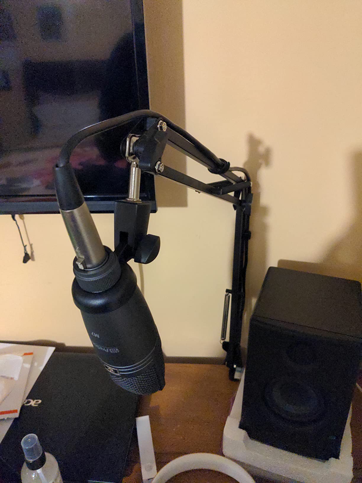 K KASONIC Microphone Stand, Adjustable Microphone Desk Stand for HyperX Mic Boom Arm Stand for Broadcasting Recording, Voice-Over Sound Studio, Stages, Streaming, Singing and TV Stations customer photo 2