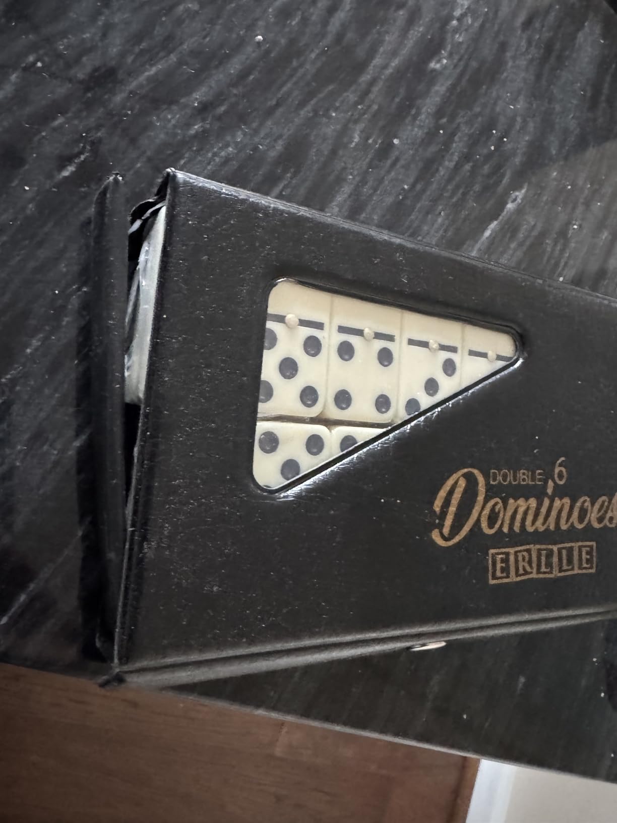 ERLLE Classic Double 6 Dominoes Set with 28 Standard Tiles, Metal Spinner Rivets and Vinyl Case, Portable Domino Game for Adults and Kids, 2–4 Players, Easy to Read customer photo 1