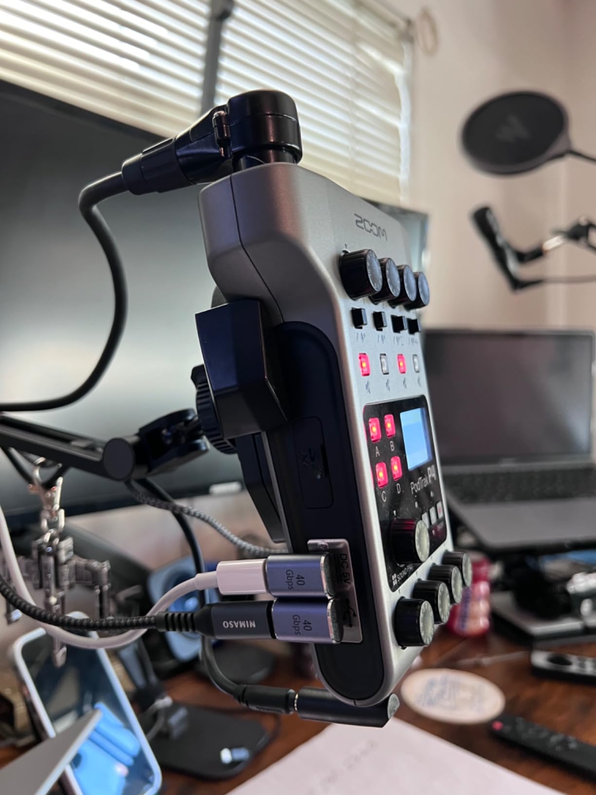 Zoom PodTrak P4 Podcast Recorder with 4 XLR Mic Inputs, 4 Headphone Outputs, Phone & USB Input for Remote Interviews, Sound Pads, 2-In/2-Out USB Audio Interface, Battery Powered | Phone and USB Input for Remote Interviews, Sound Pads, 2-In/2-Out USB Audio Interface, Battery Powered customer photo 2