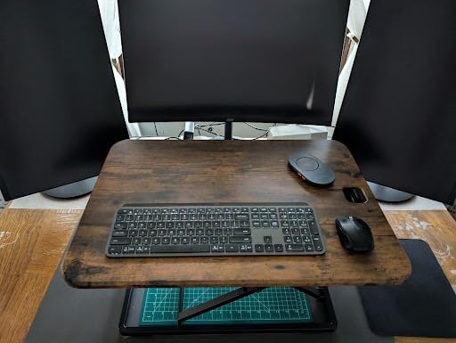 VIVO Ultra-Slim Single Top Height Adjustable Standing Desk Riser, Compact Sit Stand Desktop Converter for Monitor or Laptop, Black, DESK-V001J customer photo 1