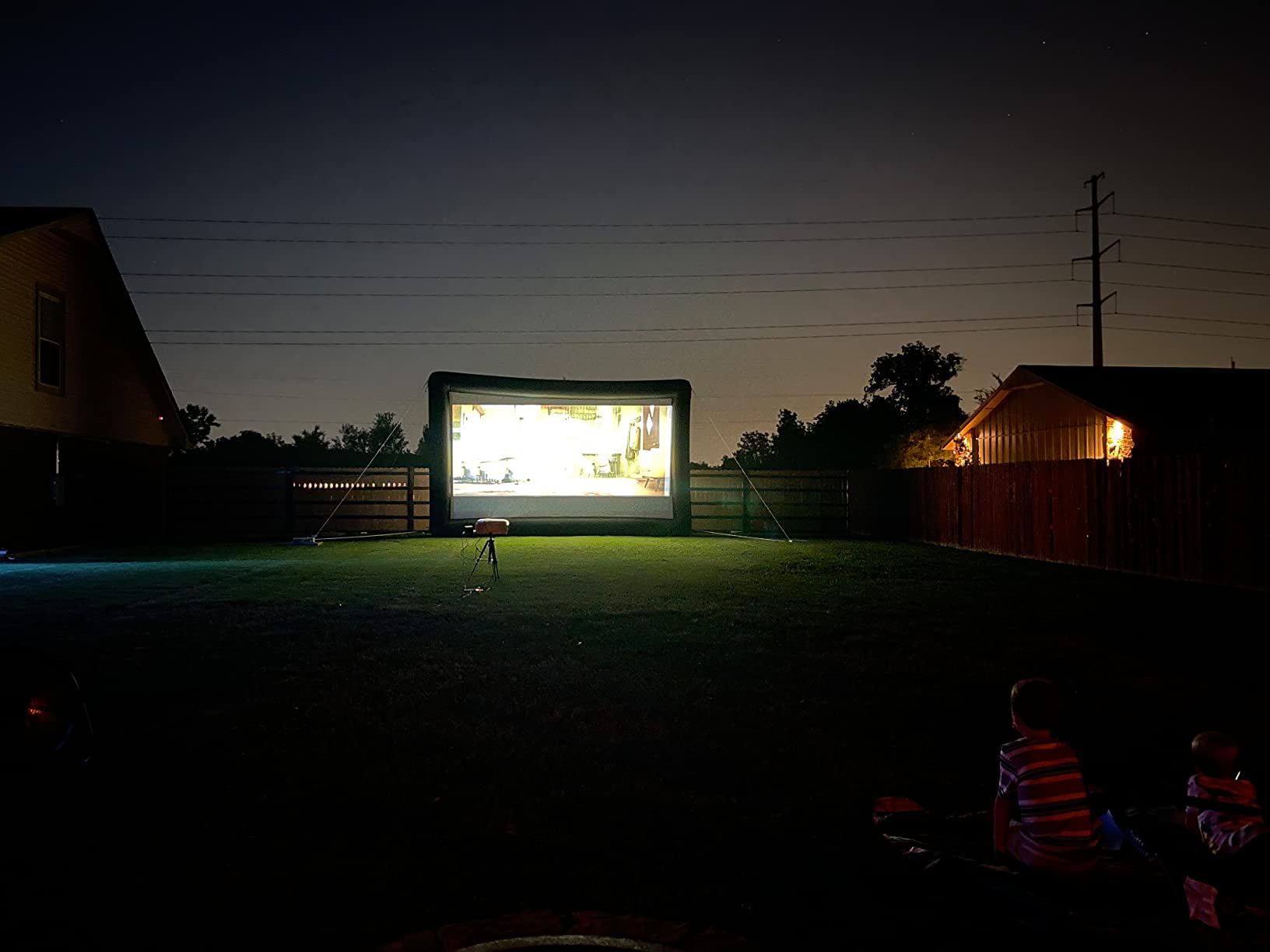 Inflatable Movie Screen Outdoor Projector Screen for Outside 25ft, Large Blow Up Screens Front and Rear Projection with Air Blower, Best for Movie Nights Backyard Home Theater customer photo 1