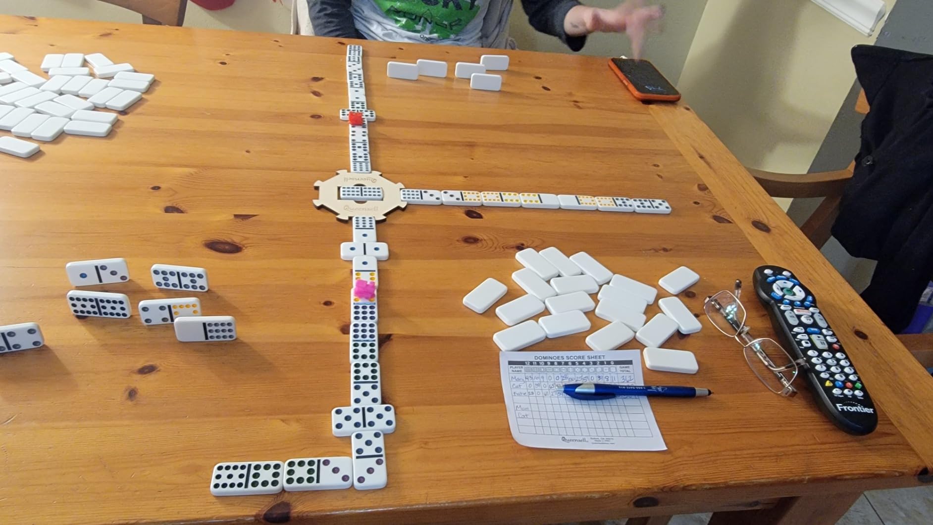 Queensell Mexican Train Dominoes Set with Wooden Hub, Domino Tile Board Games - Double 12 Dominos Set for Family Game Night for Adults and Kids Ages 8 and up (Double 12) customer photo 1