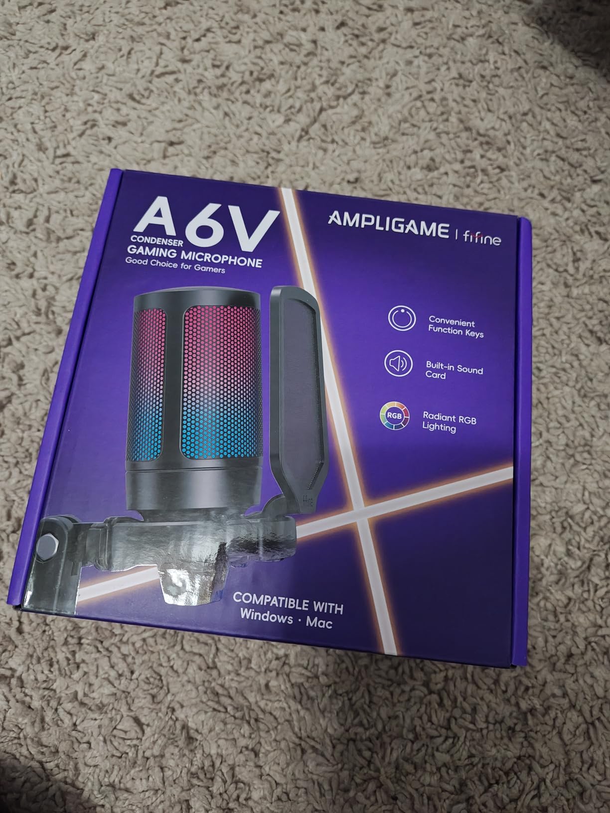 FIFINE AmpliGame A6V USB Gaming Microphone, Condenser RGB Mic for Streaming customer photo 1