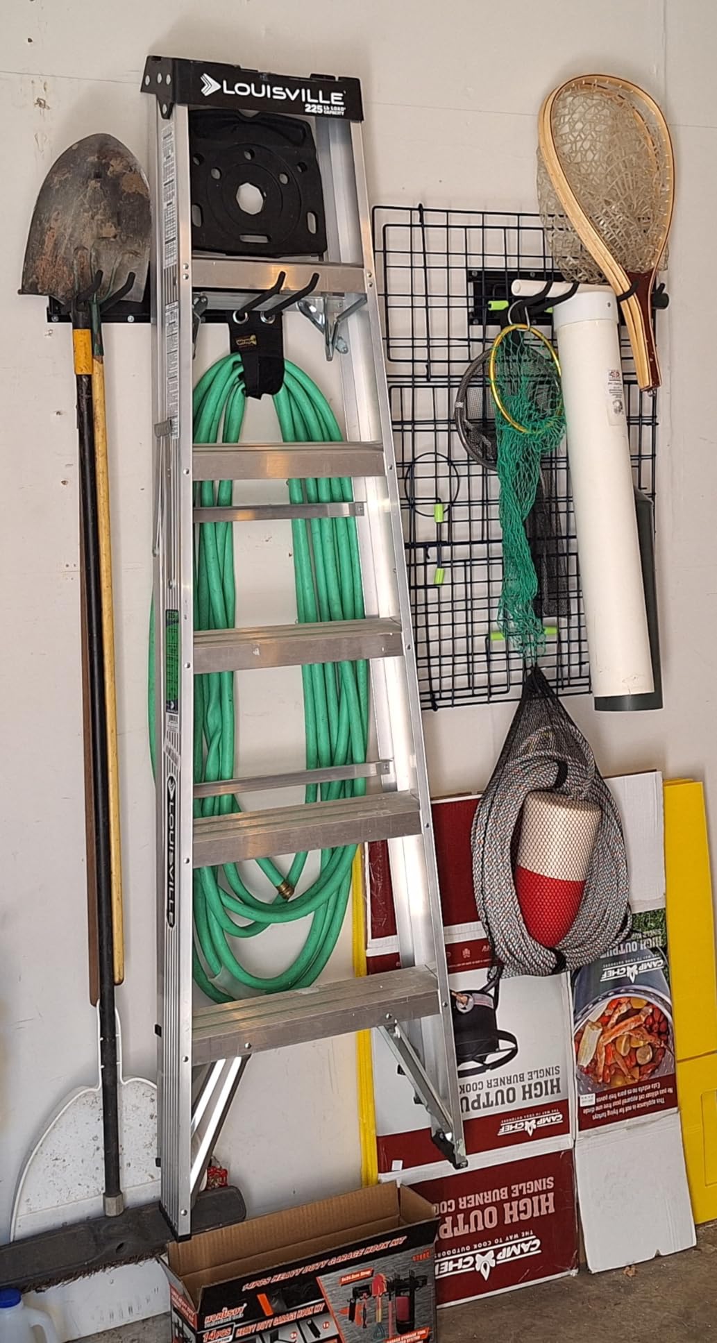 HORUSDY 64-Inch Heavy Duty Garage Organization Rack, 14 Packs Max Load 600LB, 4 Packs Rails and 9 Adjustable Hooks, Tool Organizer Rack with Heavy Double Hooks Tracks customer photo 2