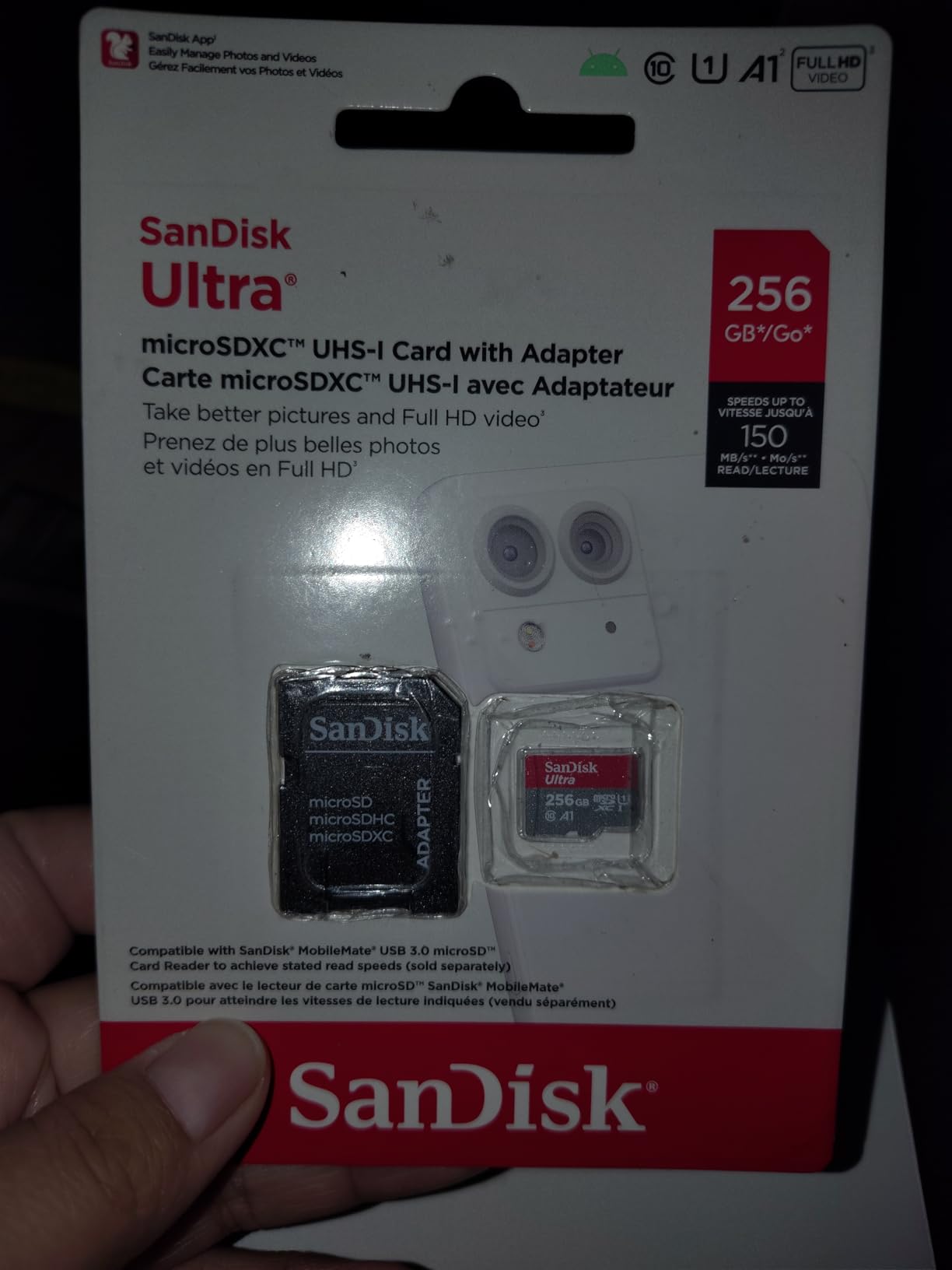 SANDISK 256GB Ultra microSDXC UHS-I Memory Card with Adapter - Up to 150MB/s, C10, U1, Full HD, A1, MicroSD Card - SDSQUAC-256G-GN6MA | Adapter included, Up to 150MB/s, UHS-I, U1, Class 10, A1, Full HD video customer photo 2
