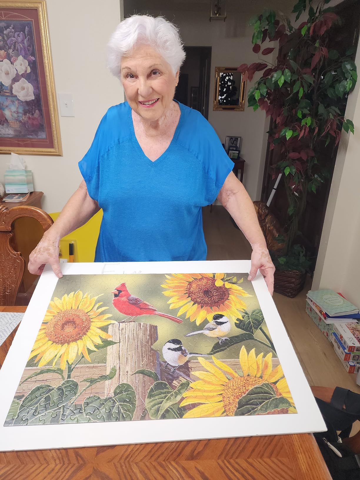 Bits and Pieces Jigsaw Puzzles for Adults 100 Pieces - Sunflower Songbirds customer photo 2