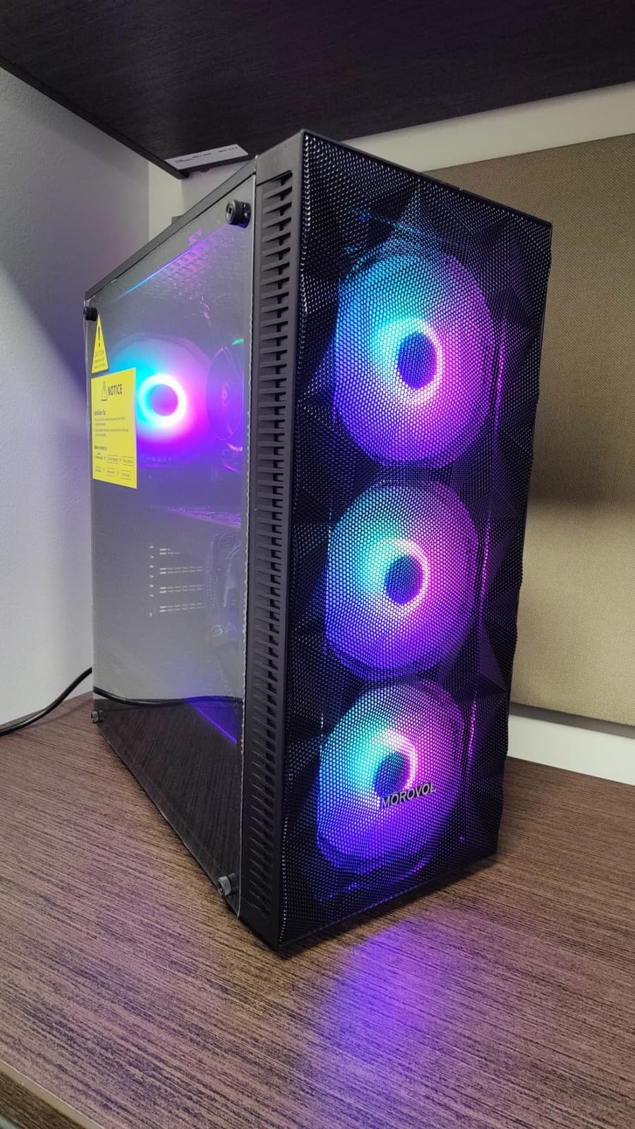 MOROVOL PC Case Pre-Install 4 RGB Fans, ATX Gaming Computer Case with Diamond-Shaped Mesh Front & Tempered Glass Side Panel, USB 3.0 Airflow Mid Tower case,621 customer photo 2