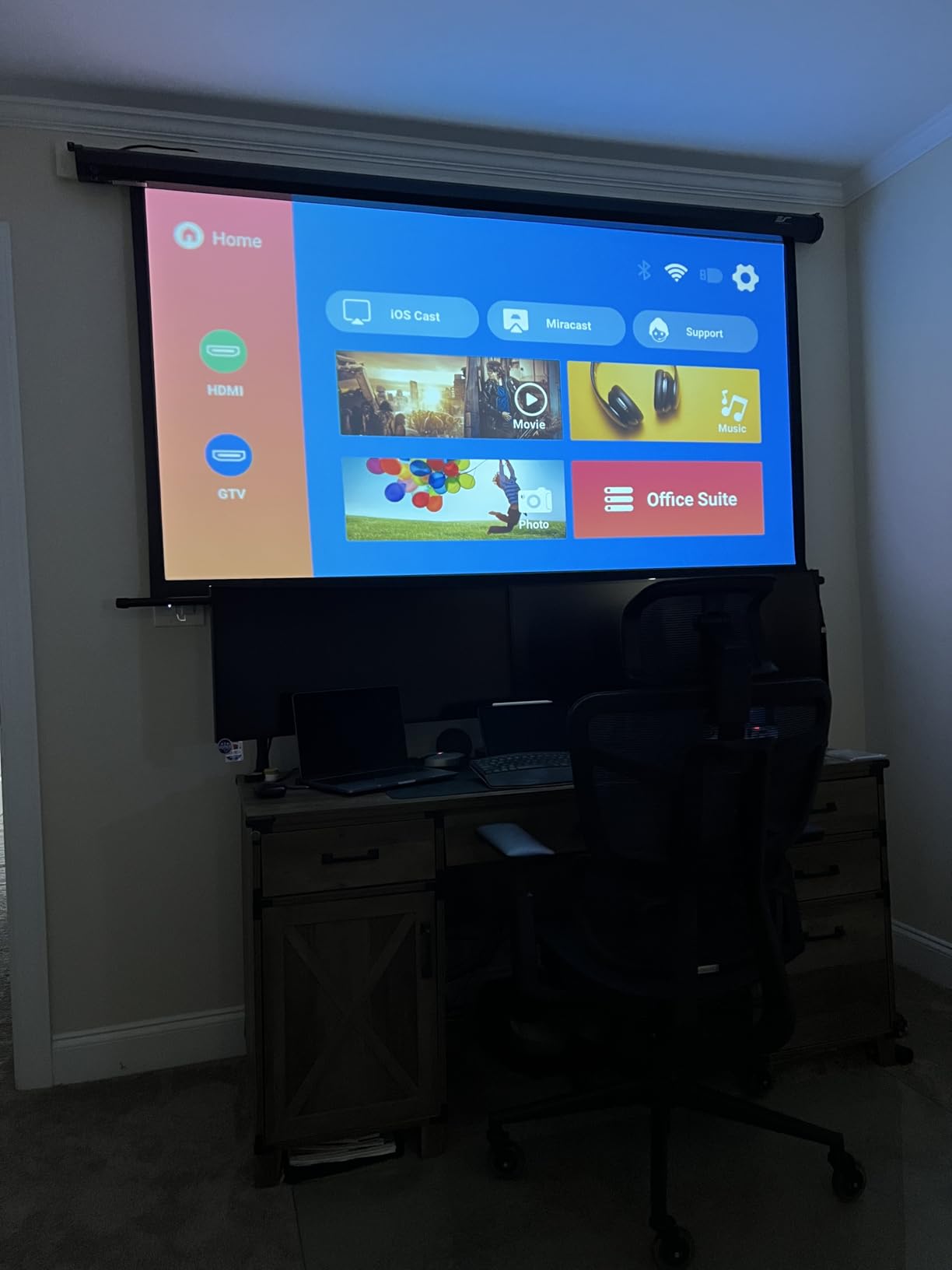 Elite Screens Spectrum RC1 Remote, 125-INCH Diag 16:9, Motorized Projection Screen Movie Home Theater 4K/8K Ultra HD Ready Drop Down, ELECTRIC125H2, Black Case customer photo 1