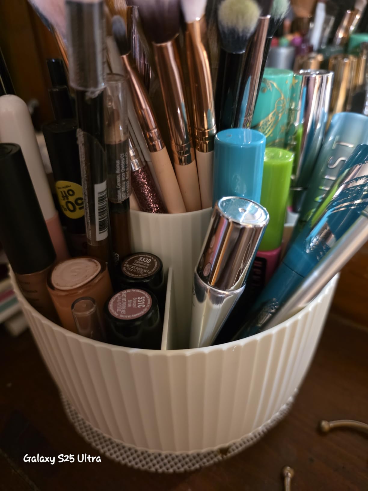 SKYDUE 360 Rotating Plastic Desk Pen Organizer with 5 Slots, Dual-Purpose Art Supply Pencil Cup for Office, School, Home customer photo 1