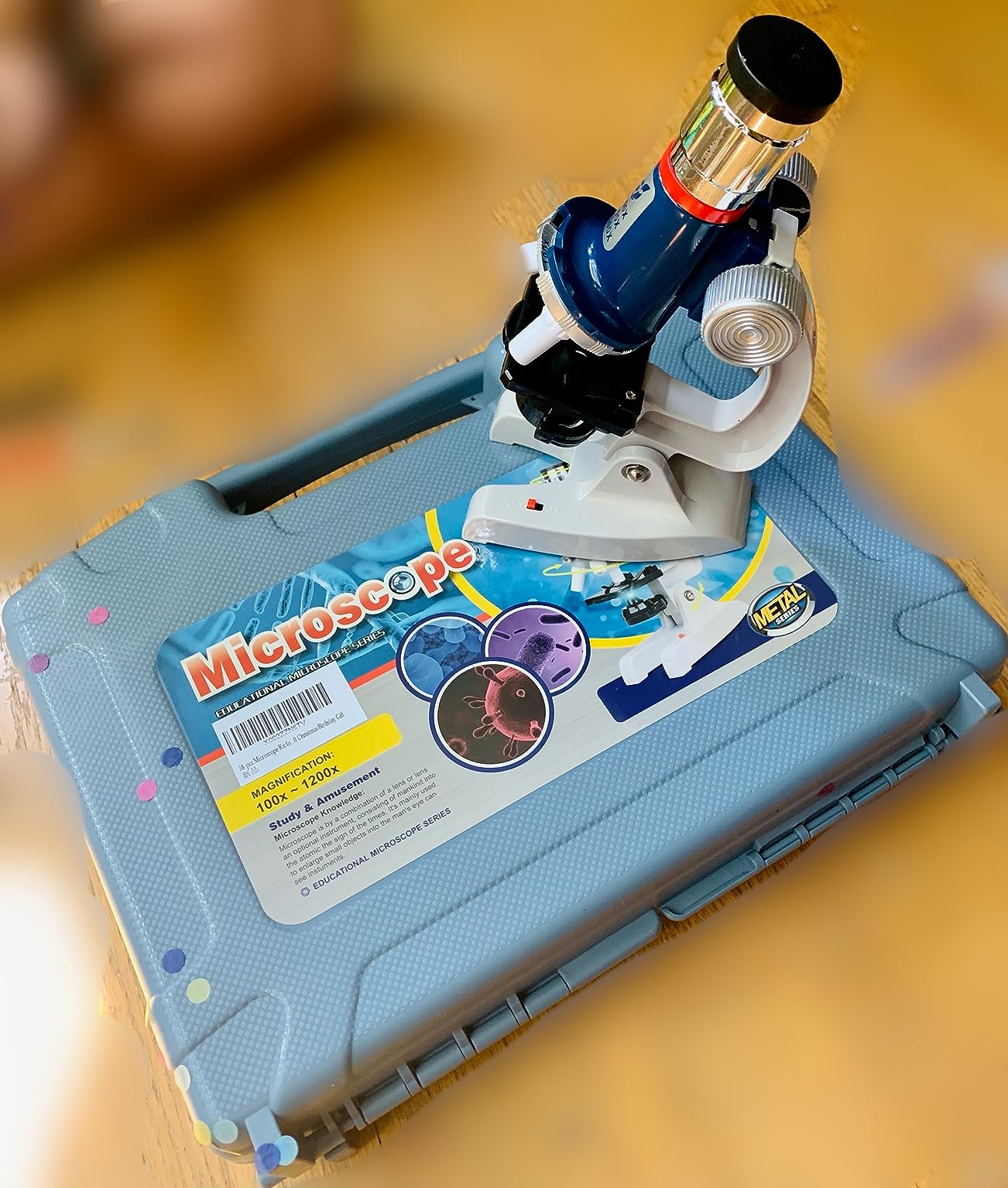 Uarzt Kids Beginner Microscope Science Kit with 100X-1200X, 13 Prepared Slides & DIY Blank Slides, 18MM HD Len, LED Light Adjustable and ABS Box, Microscope for Kids 5-7 8-12 customer photo 2