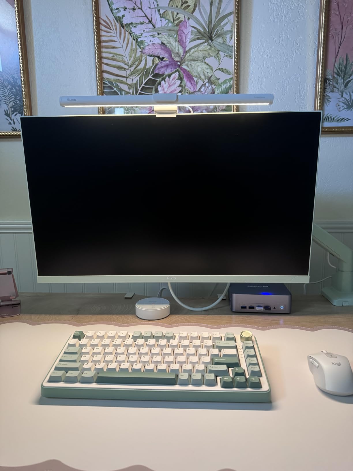 Quntis Computer Monitor Light Bar with Backlight, Desk Lamp with Remote | Eye-Care No Glare, Stepless Dimming Brightness & Color Temperature, Monitor Light for Home Office Gaming Reading Drawing Gray customer photo 2