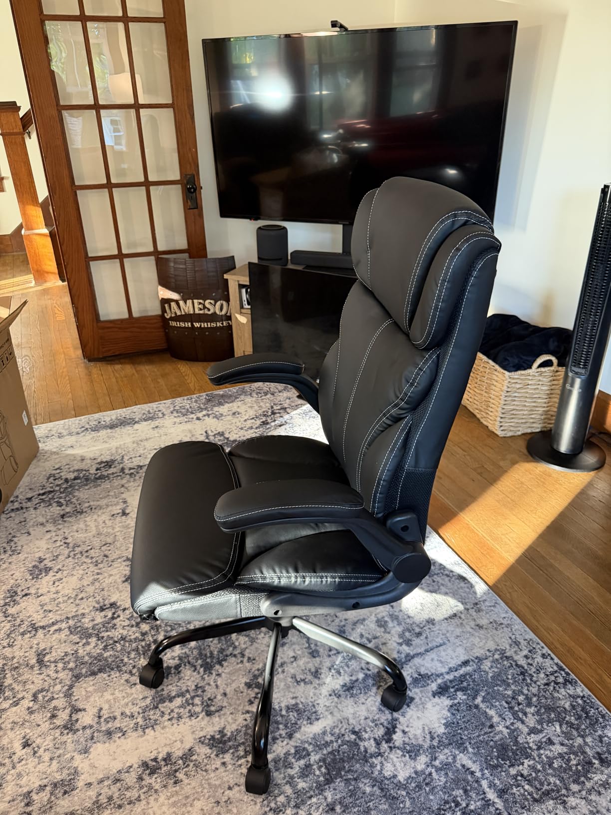 HeroSet Office Chair, Ergonomic Big and Tall Computer Desk Chairs, Executive Breathable Leather Chair with Adjustable Flip-up Armrests, Lumbar Support Swivel PC Chair with Rocking Function,Matte Black customer photo 1