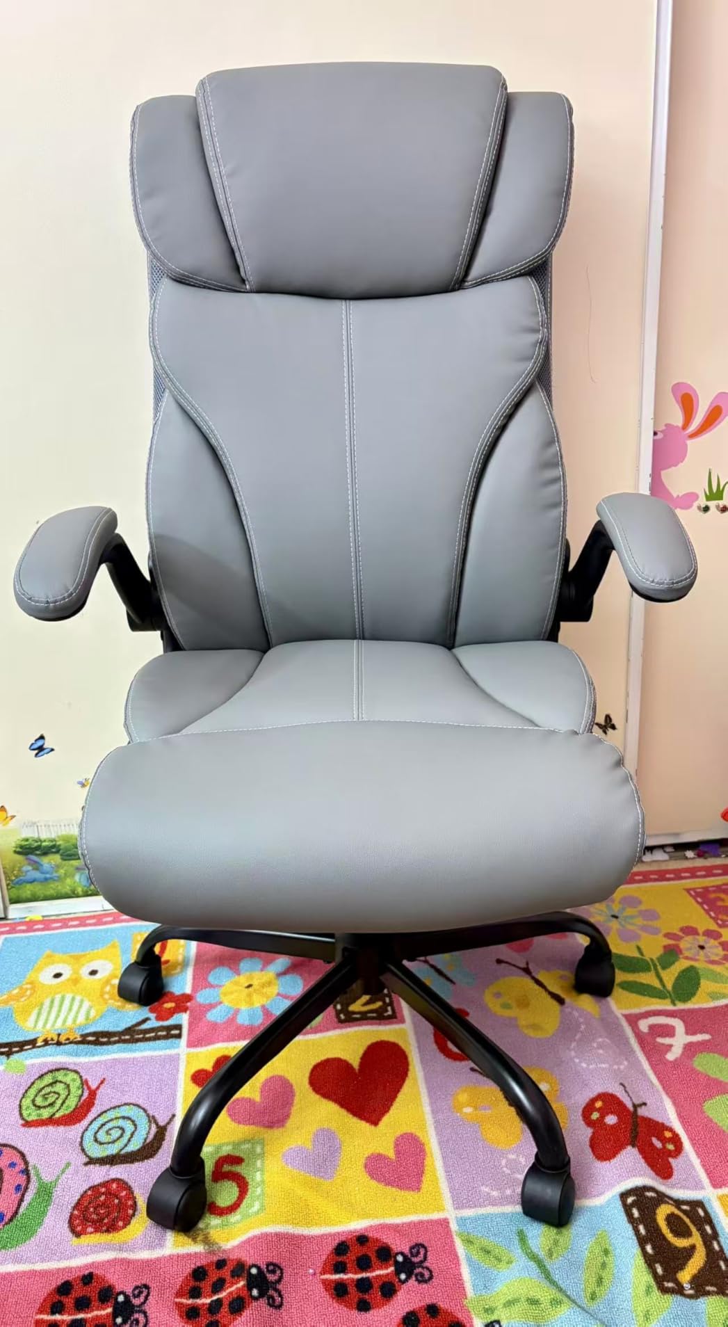 HeroSet Office Chair, Ergonomic Big and Tall Computer Desk Chairs, Executive Breathable Leather Chair with Adjustable Flip-up Armrests, Lumbar Support Swivel PC Chair with Rocking Function,Matte Black customer photo 2