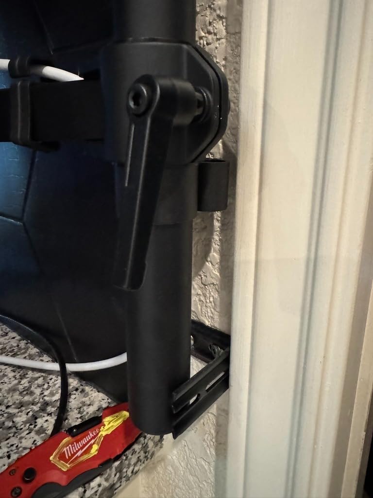 Amazon Basics Gas Spring Dual Monitor Arm Desk Mount, Adjustable Tension, Fits 15–27 Inch Monitors, Supports 4.4–15.4 lbs Each Arm, VESA 75x75/100x100, Black customer photo 1