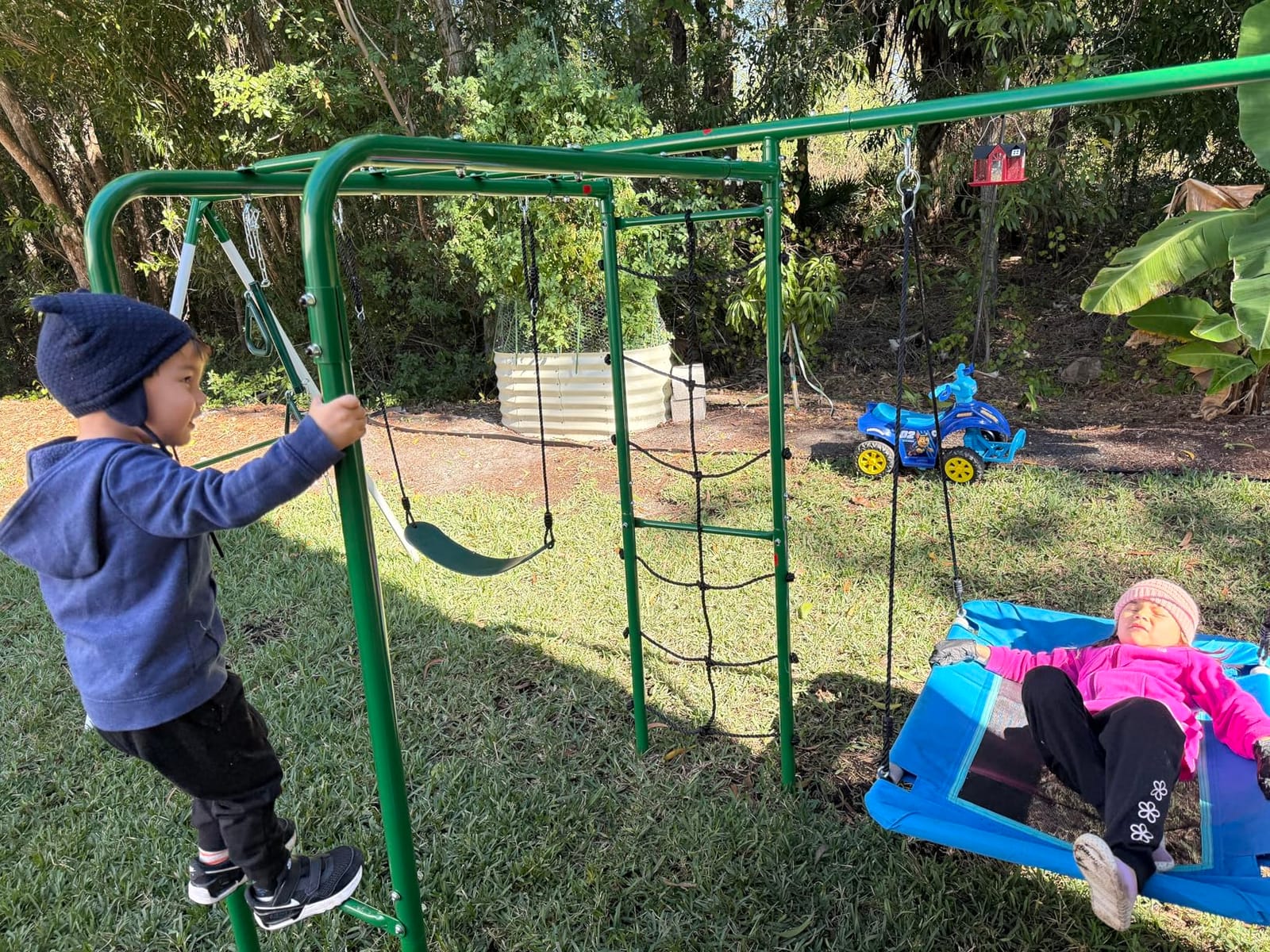 Hapfan Swing Sets for Backyard with Monkey Bars,5 in 1 Playground Set customer photo 1