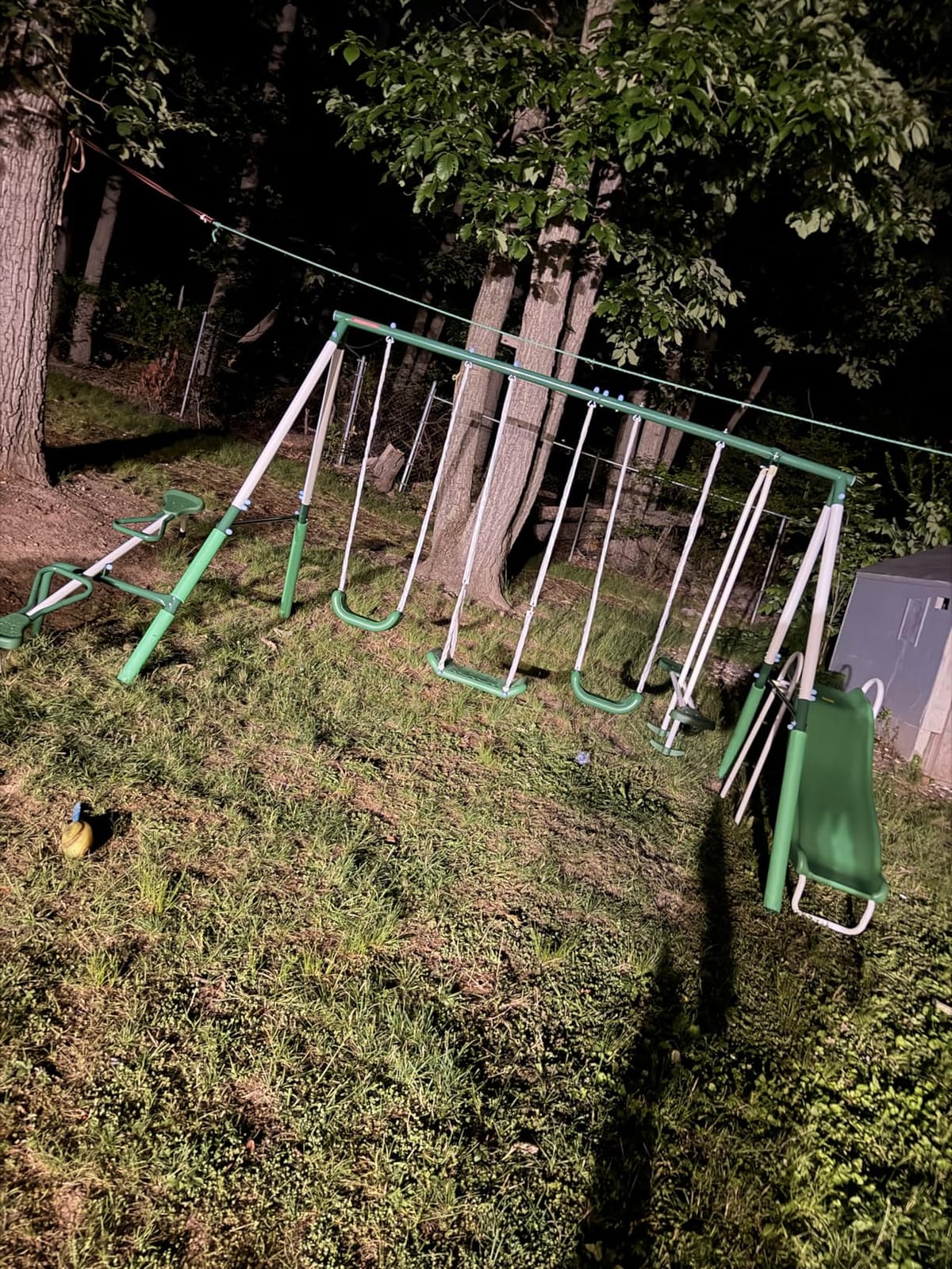 Sportspower Park Ridge Metal Swing Set for Ages 3-8, 2 Swings, Standing Swing, Roman Glider, Teeter Totter, on 5ft Slide, 6.1ft Durable Steel Frame, Anchor Kit, 800lbs customer photo 1