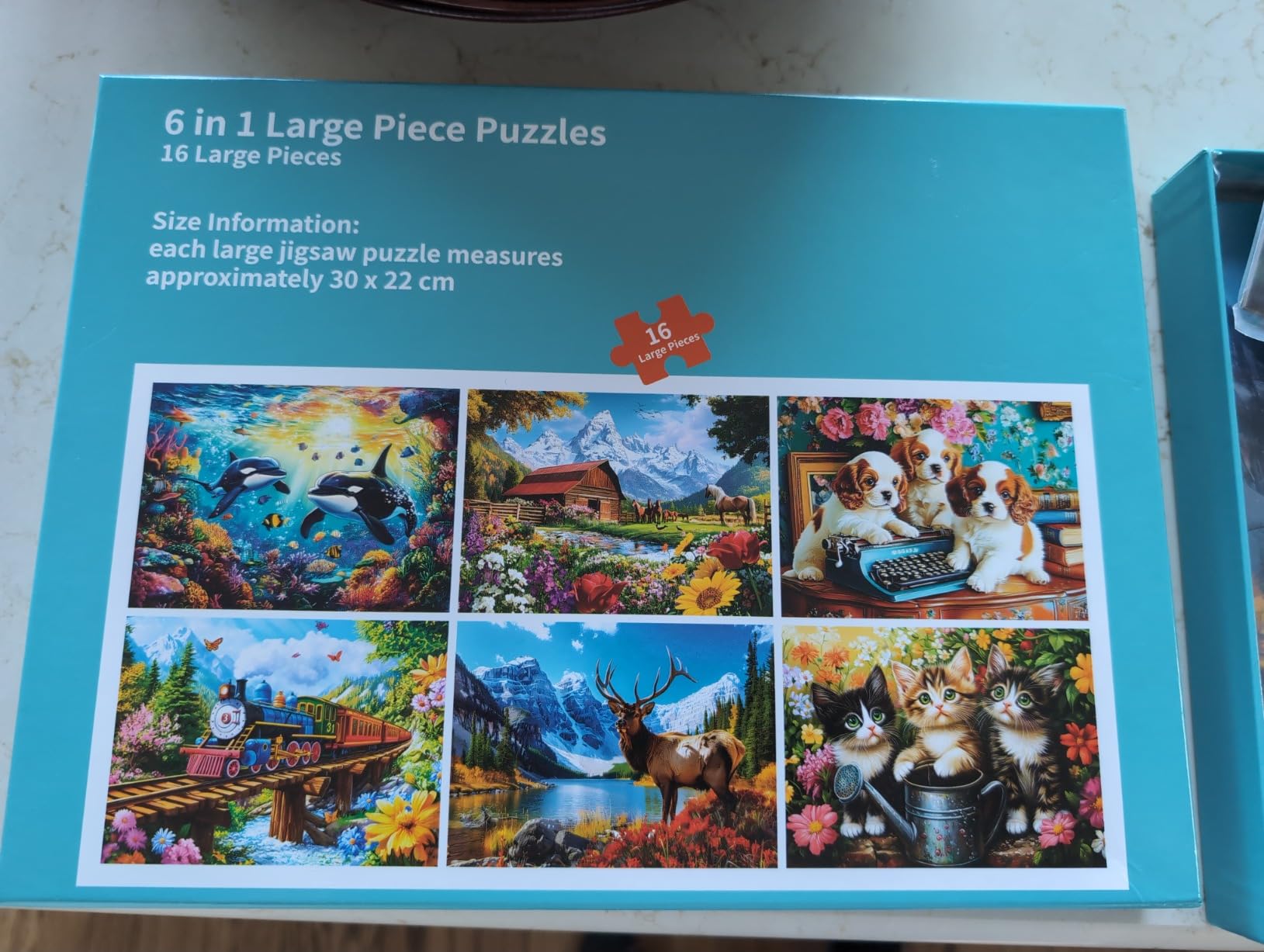 36 Large Piece Puzzles for Seniors 6 Pack,Dementia Puzzles Turtle Dog Bird Mushroom Beach Lake Jigsaw Puzzle Dementia Alzheimer's Products and Activities for Seniors Elderly Adult customer photo 2