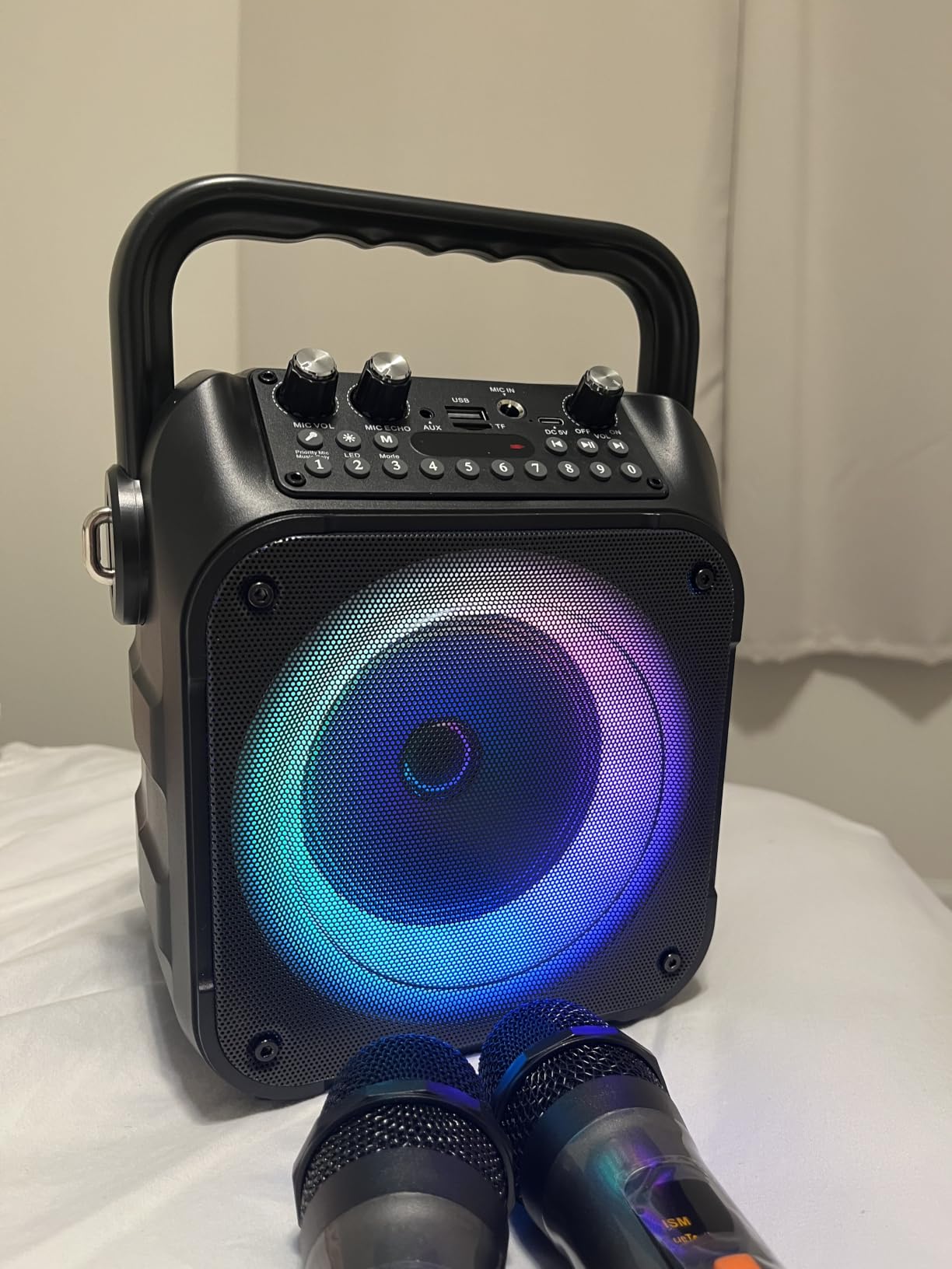 CYY Karaoke Machine, Portable Bluetooth Speaker with 2 Wireless Microphones customer photo 1
