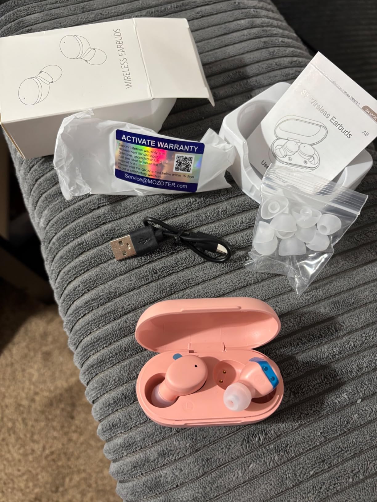 MOZOTER Mini Wireless Earbuds Bluetooth 5.3 in Ear Headphones Headsets | Light Weight,60Hrs Playtime Ear Buds with Charging Case,Smart Touch Control,Premium Sound with Deep Bass for Sport-Pink customer photo 2