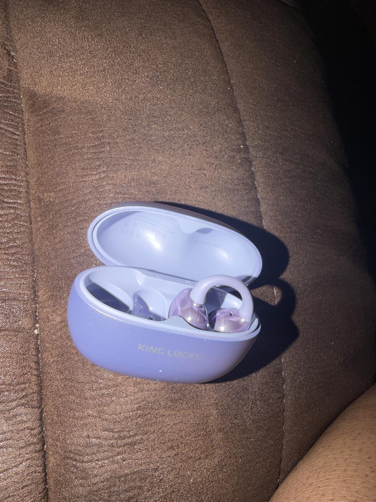 King Lucky Clip-On Earbuds Gen 3, Open-Ear Wireless Bluetooth 6.0 Headphones with Mic, Secure Fit for Small Ears & Glasses Wearers, 50H Playtime, ENC, IPX5 Waterproof Sport Ear Buds (Purple) customer photo 1