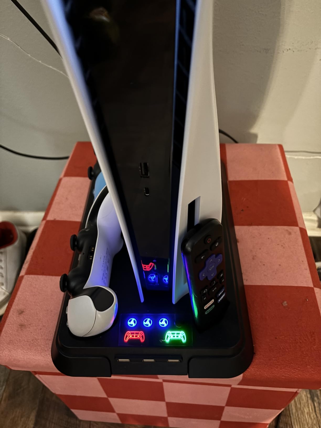 PS5 Cooling Station and PS5 Stand with RGB Controller Charging Station for PlayStation 5 Console, Controller Charger, Cooling Stand, PS5/Slim/Pro Accessories Kit with 3 Level Cooler Fan customer photo 1