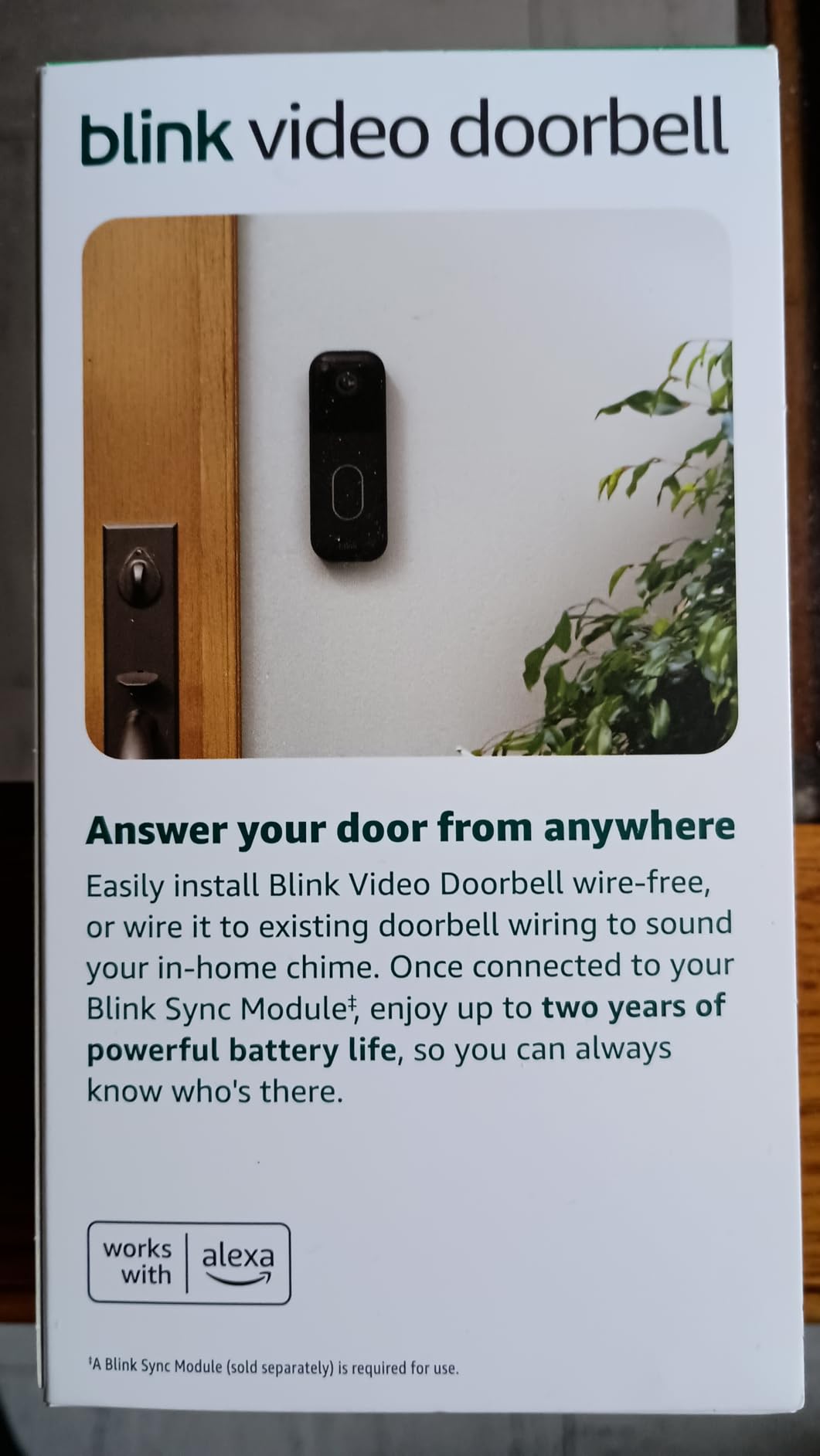 Blink Video Doorbell – Head-to-toe HD view, two-year battery life, and simple setup. Required Sync Module not included – Add-On (Black) customer photo 1