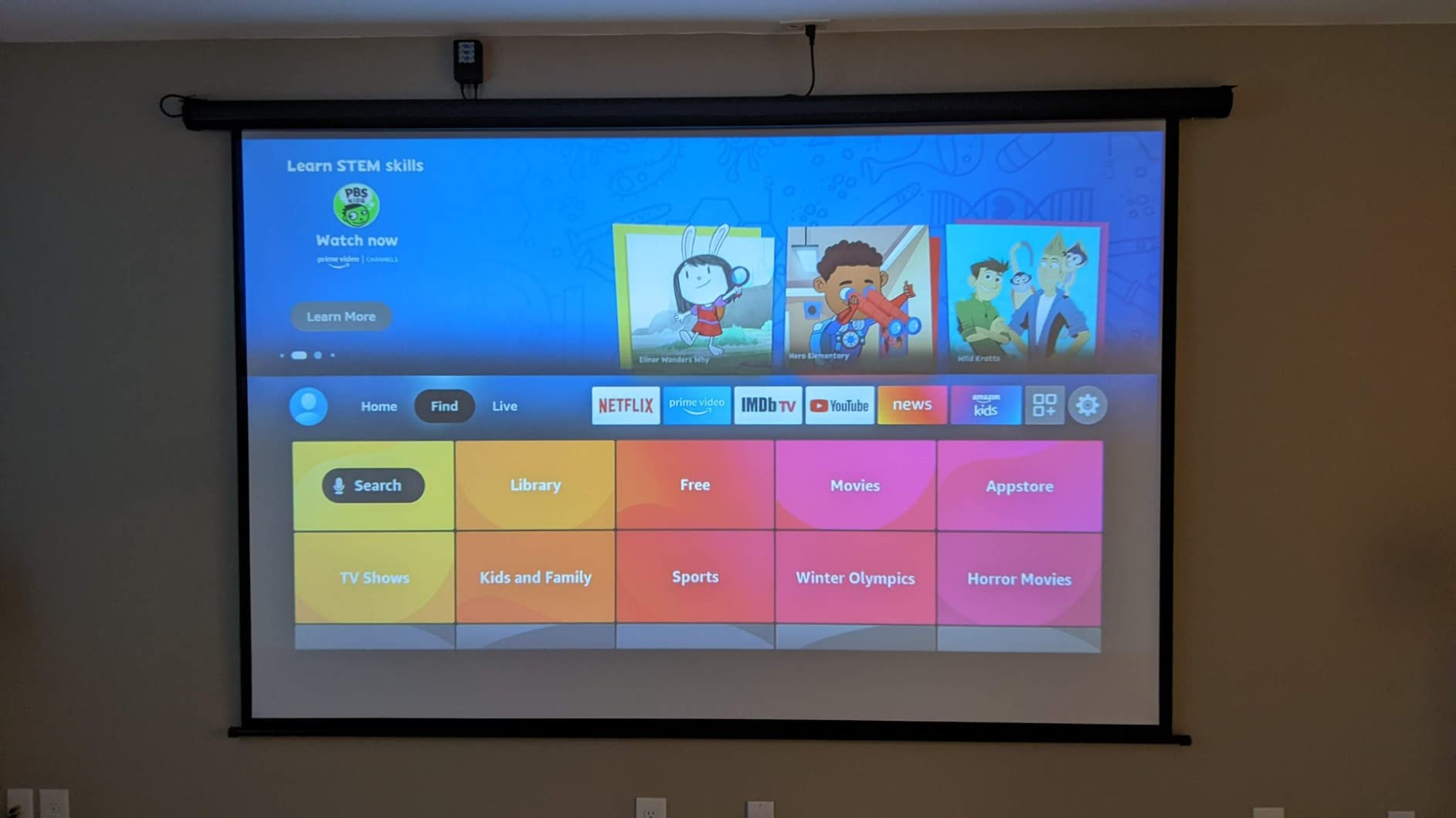 Kayle 120 Inch Motorized Projector Screen w/Wireless Remote, Black, 16:9 customer photo 2
