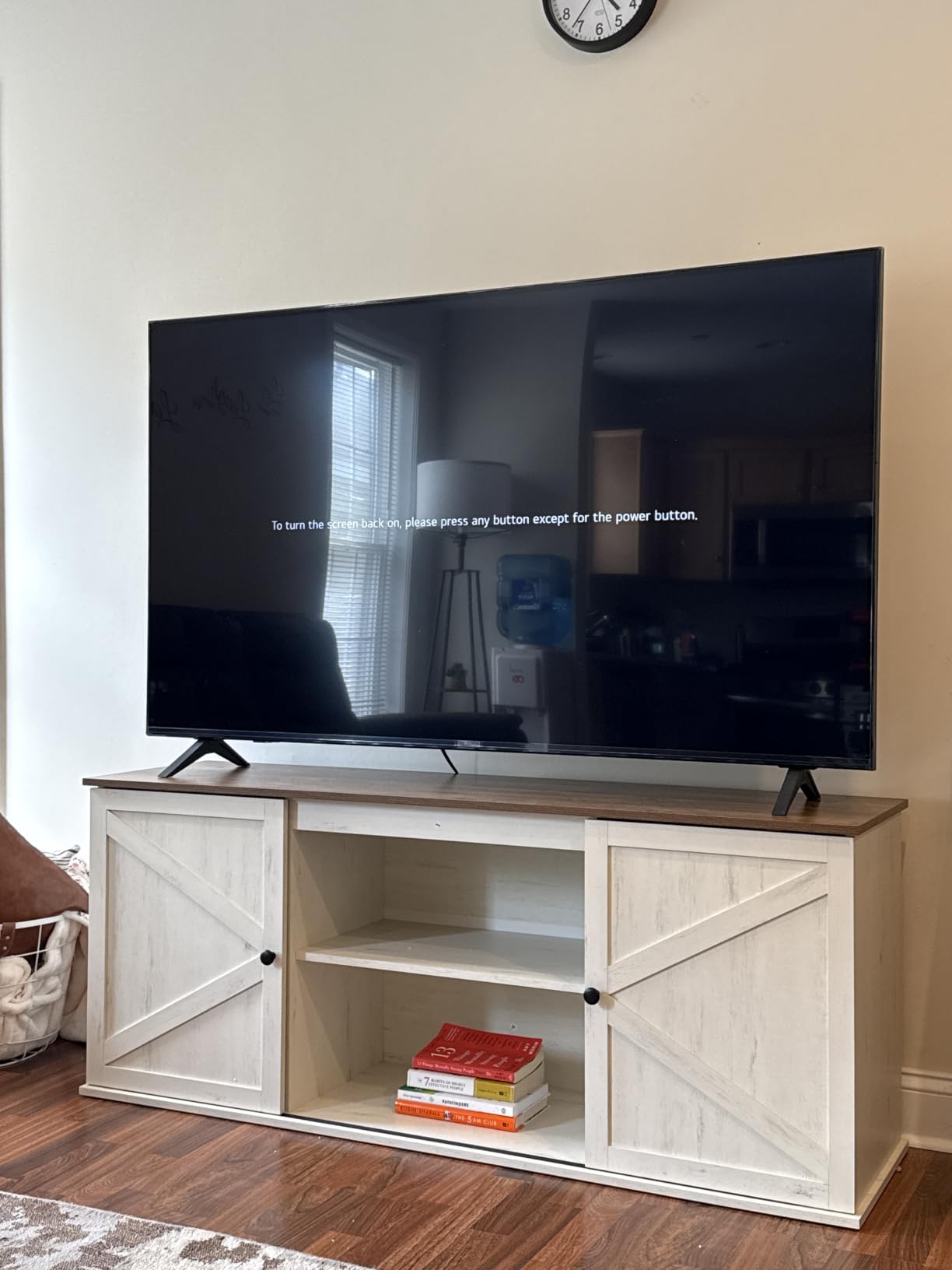 VASAGLE Farmhouse TV Stand for 65'' TV, Media Console, Sliding Barn Doors customer photo 2