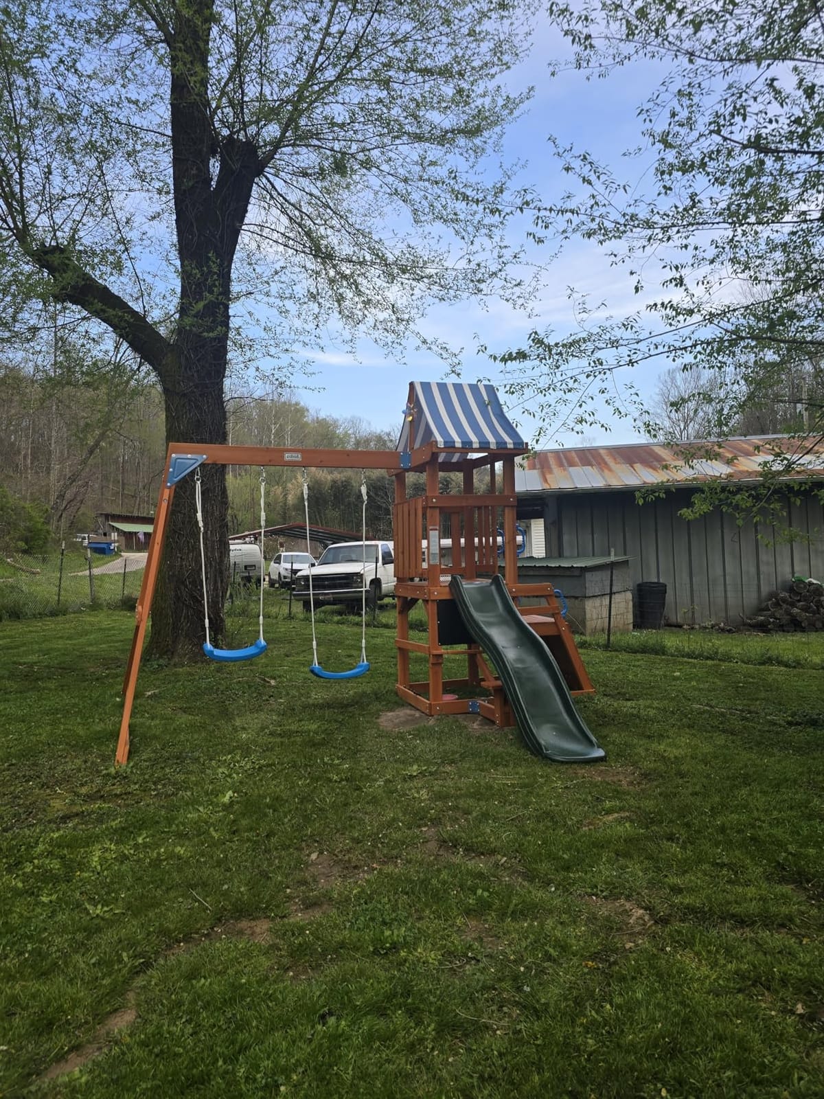 ROBUD Swing Sets for Backyard, Wooden Swing Set customer photo 1