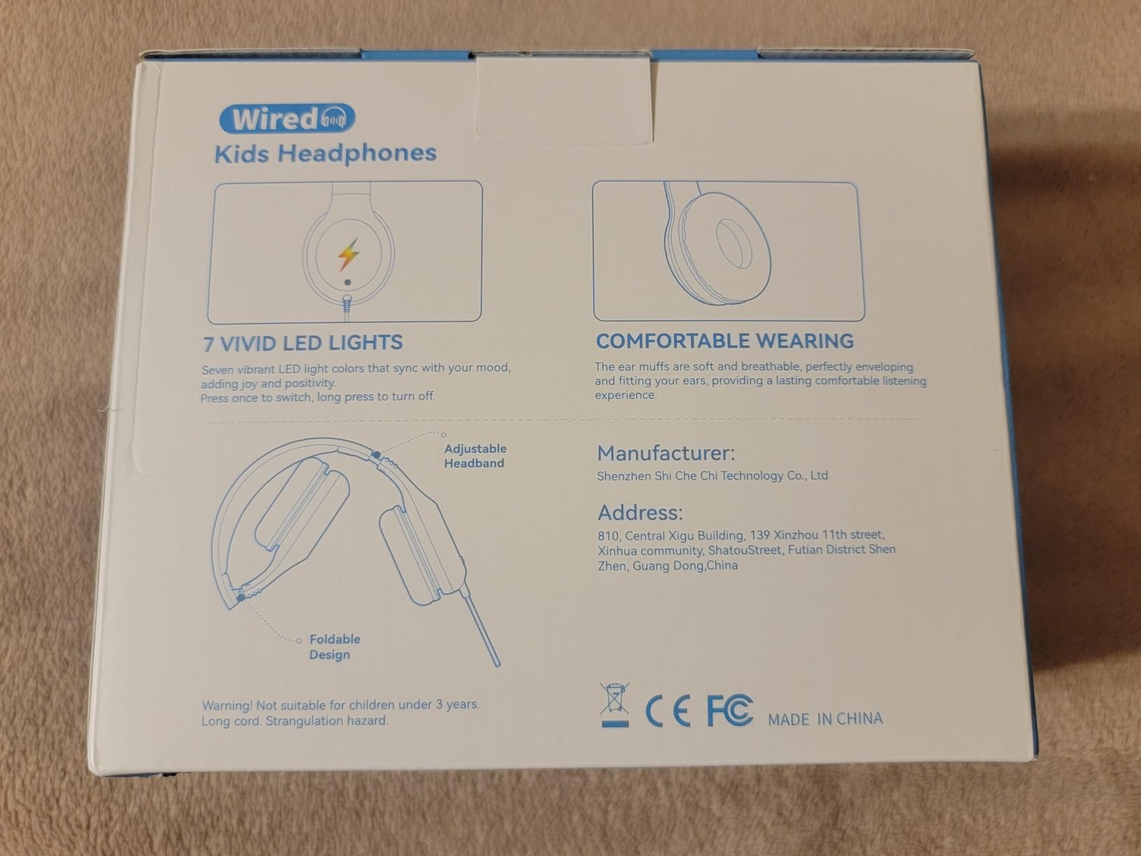 Voopwink Kids Headphones Wired with Microphone, USB Type C Headphones for Kids Girls Boys with Cord/LED Lights/85/94dB Volume Limit, Portable Over Ear Headphones for School/Travel/Tablet/iPad customer photo 2