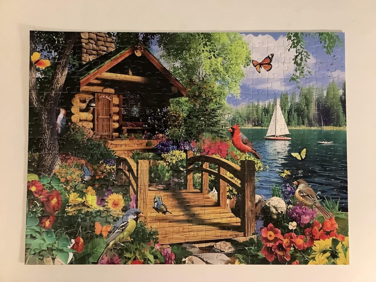300 Piece Puzzles for Adults,Lake Cabin Jigsaw Puzzle for Adults Kids Elderly,Large Piece Countryside Puzzle for Kids Age 8-10 10-12,Challenging Landscape Puzzle,Family Game Great Gift 20.5x15in customer photo 1
