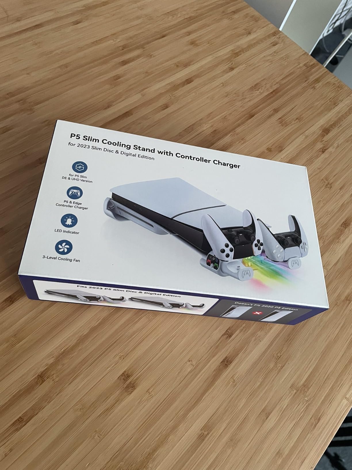 PS5/Slim/Pro Horizontal Stand with Cooling Fan & Charger for Original & Edge Controllers, Scalable Design PS5 Accessories Base with EVA Foams for All PS Five Disc & Digital, PS 5 Sideways Stand White customer photo 1