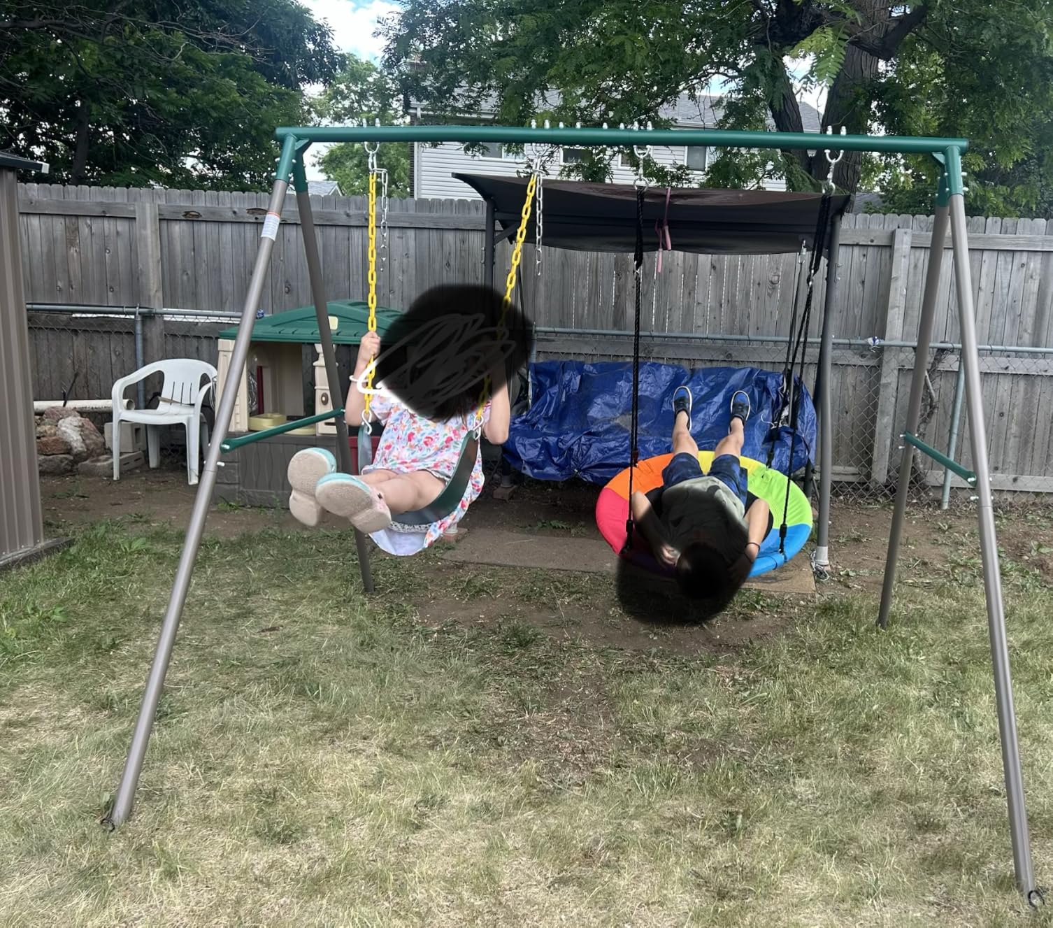 Trekassy 440lbs Swing Sets for Backyard, 2 Seat Saucer & Belt Swing customer photo 2