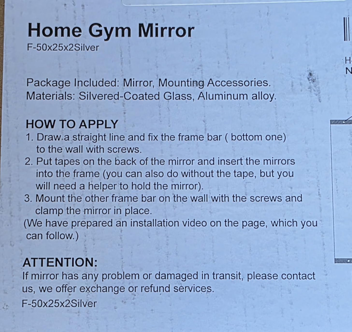 FICTOR Home Gym Mirror for Wall, 50