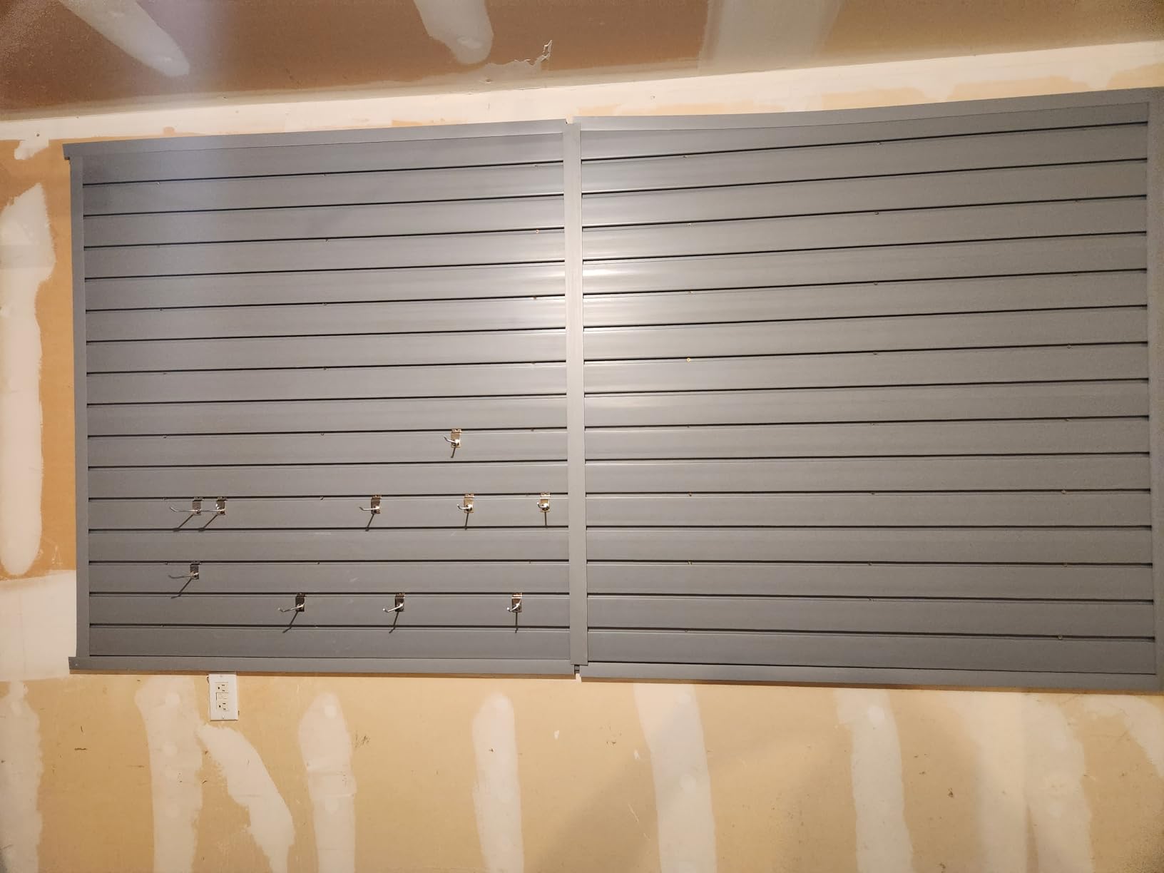 Slatwall Panel 4x8FT, Garage Slat Wall Storage Systems Durable and Sturdy, Easy-to-Install Interlocking PVC Slat Wall Organizer Panels Flexible and Convenient, Maximize Vertical Space customer photo 1