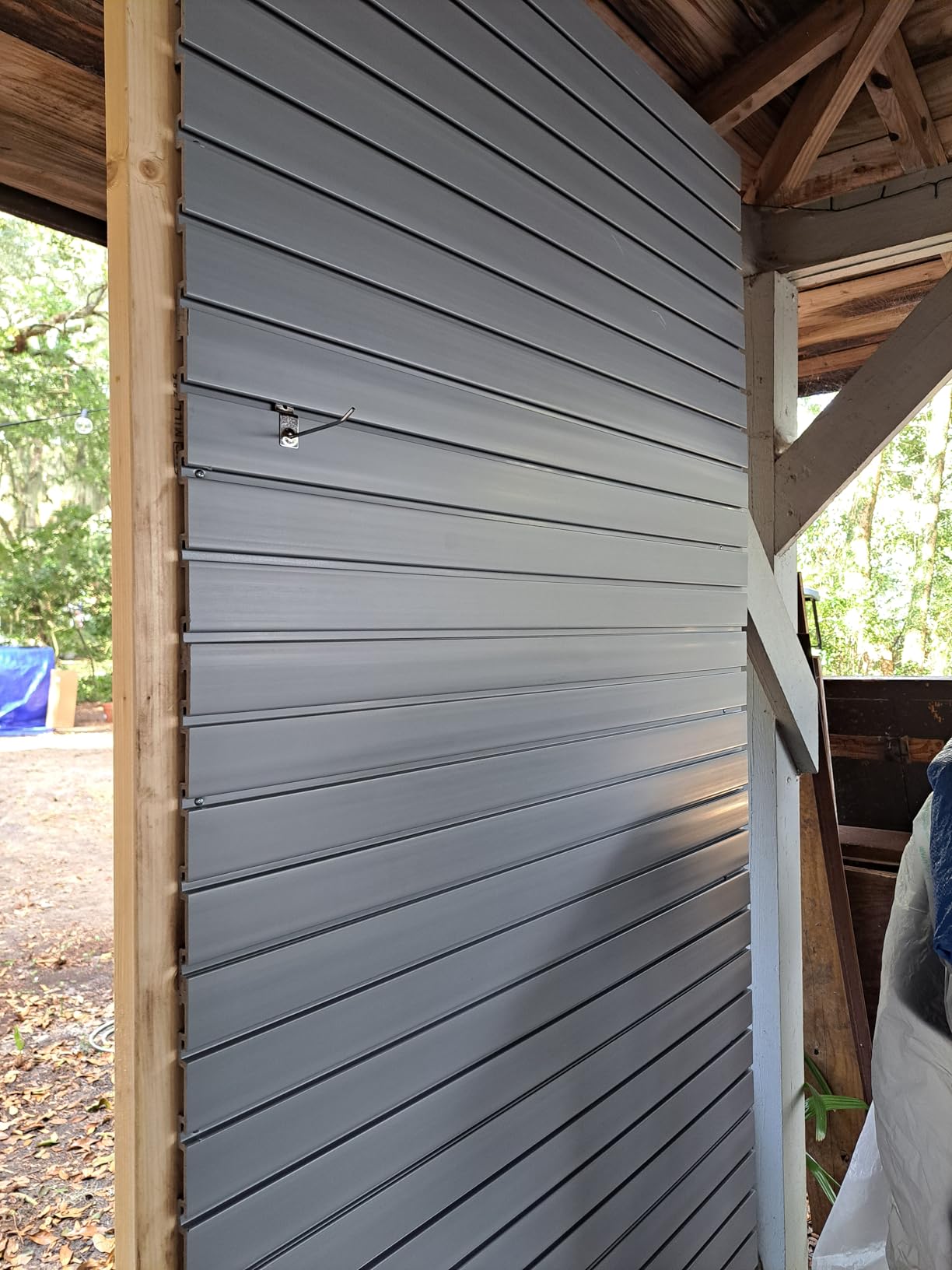 Slatwall Panel 4x8FT, Garage Slat Wall Storage Systems Durable and Sturdy, Easy-to-Install Interlocking PVC Slat Wall Organizer Panels Flexible and Convenient, Maximize Vertical Space customer photo 2