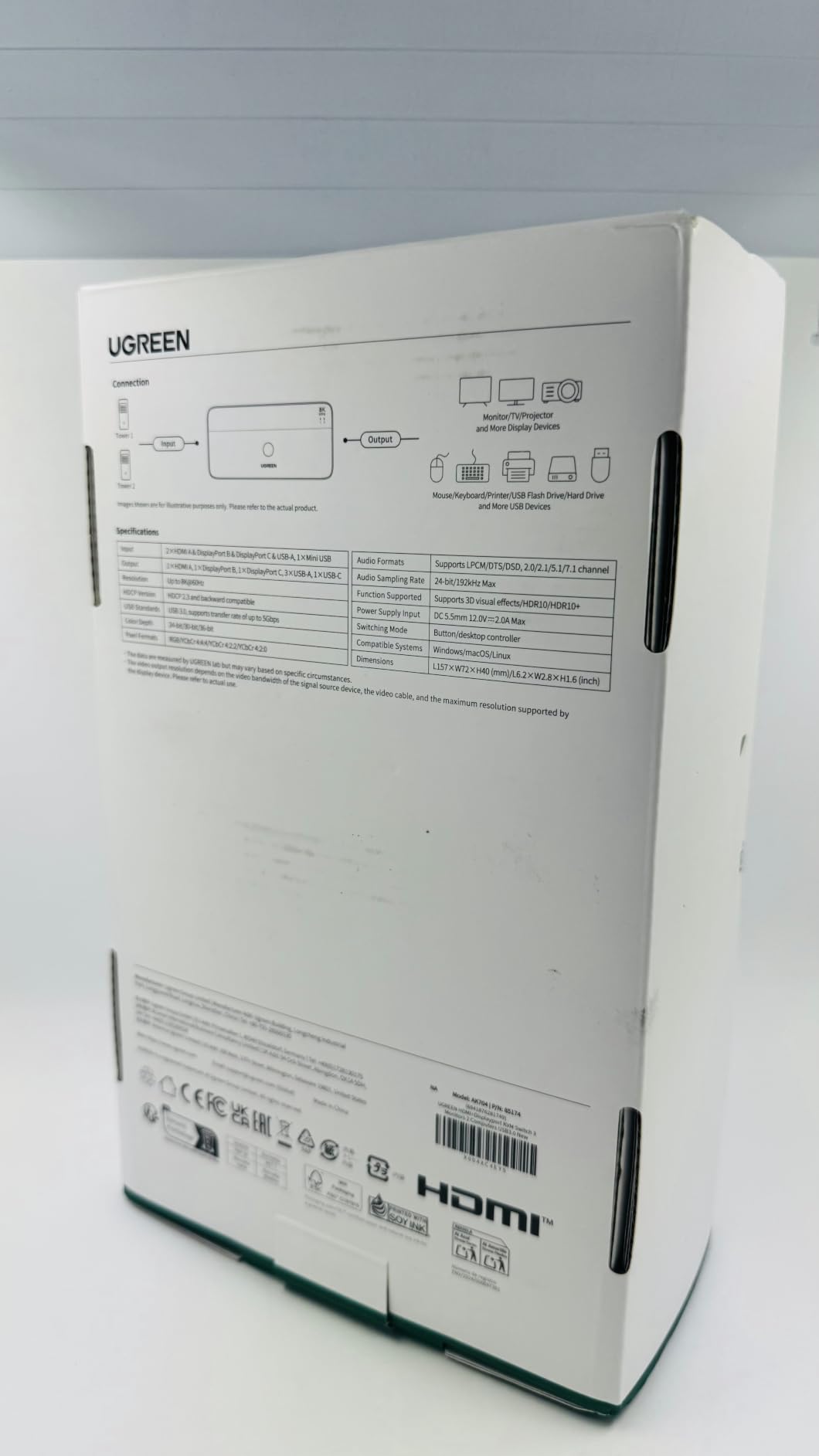 UGREEN 8K@60Hz HDMI Displayport KVM Switch 3 Monitors 2 Computers, Aluminum customer photo 1