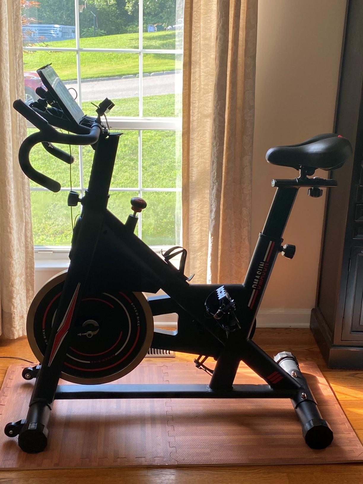 DMASUN Exercise Bike, Silent Magnetic Resistance Stationary Bike for Home with 330 LBS Capacity, Pedals with Anti-loosening Nuts, Indoor Bike with Comfortable Seat Cushion, Digital Display with Tablet Holder customer photo 1